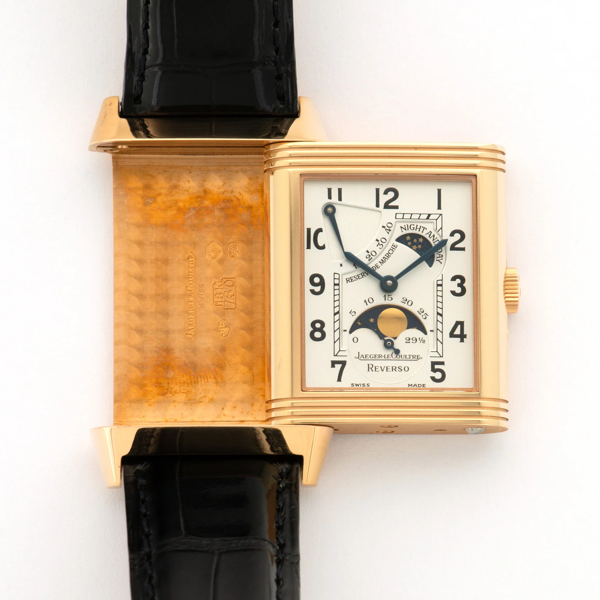 Jaeger Lecoultre Rose Gold Reverso Sun Moon Watch Ref. Q2752420 - Image 3