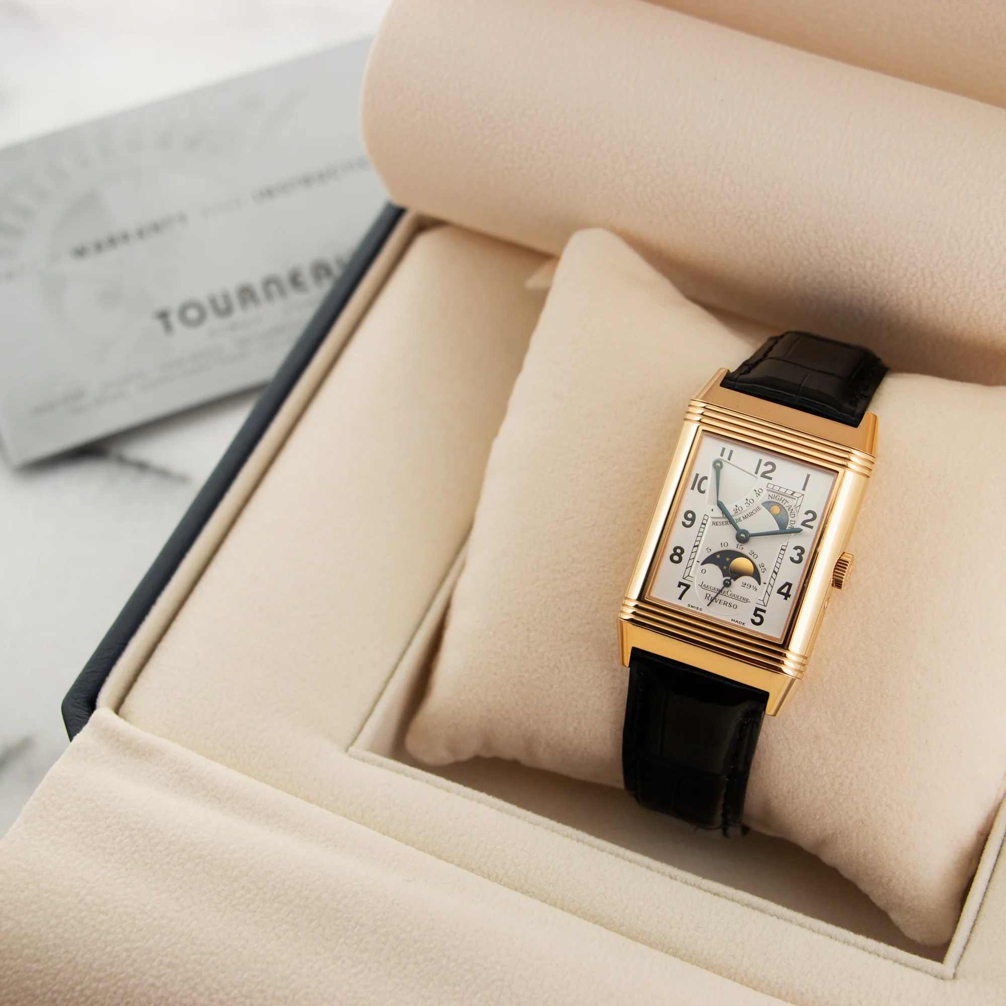 Jaeger Lecoultre Rose Gold Reverso Sun Moon Watch Ref. Q2752420 - Image 7