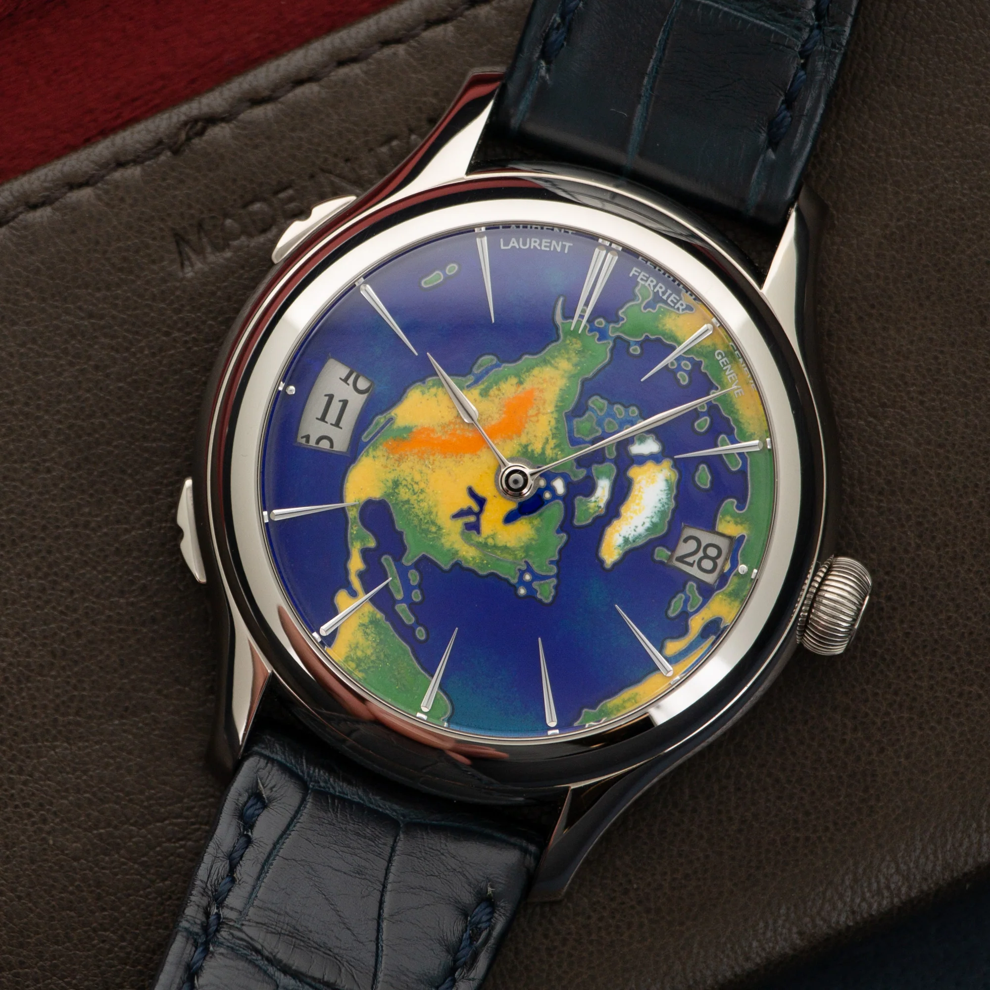 Laurent Ferrier White Gold Galet Traveler Enamel World Watch, Limited U.S. Edition - Image 2