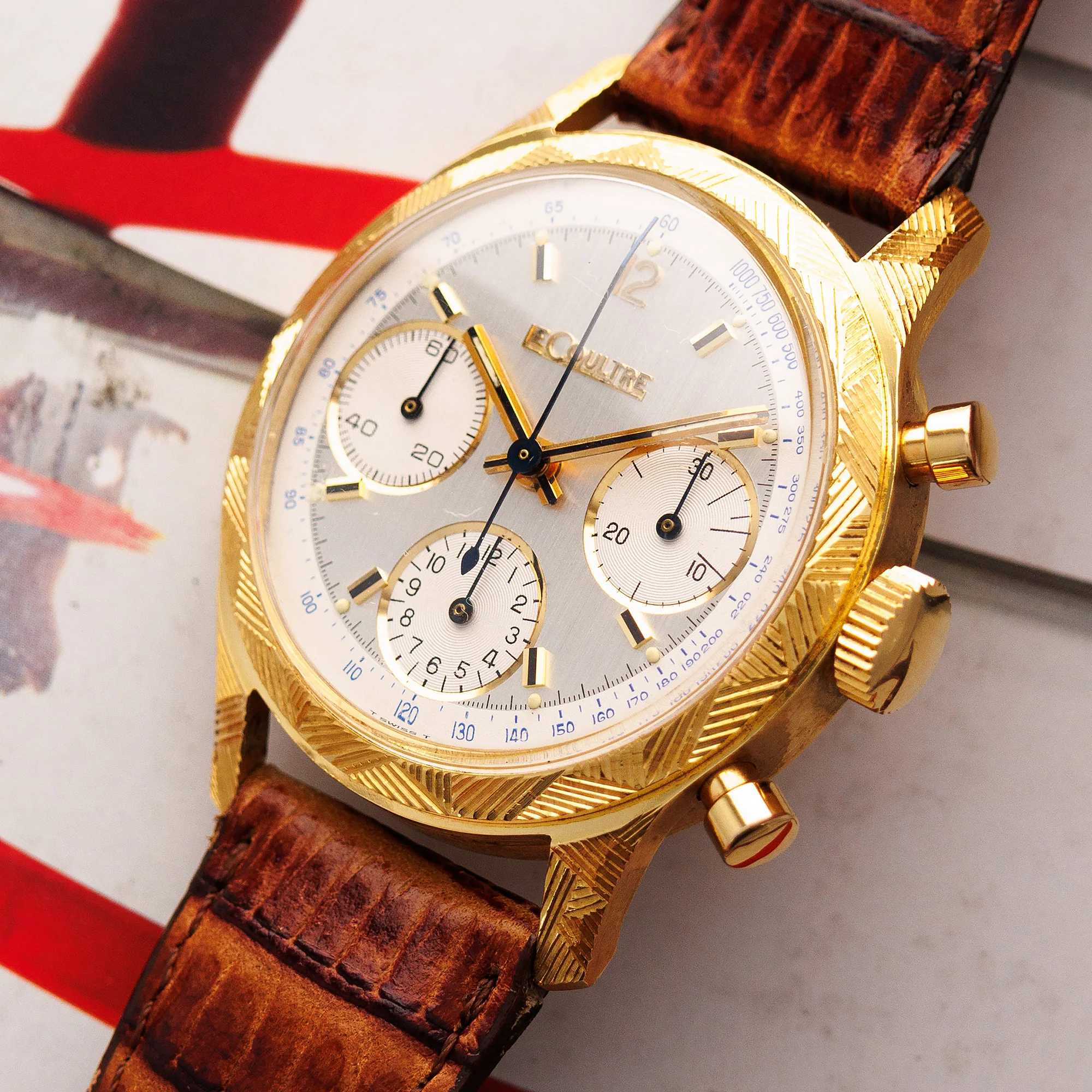 Jaeger LeCoultre Yellow Gold Chronograph Valjoux 72 - Image 2