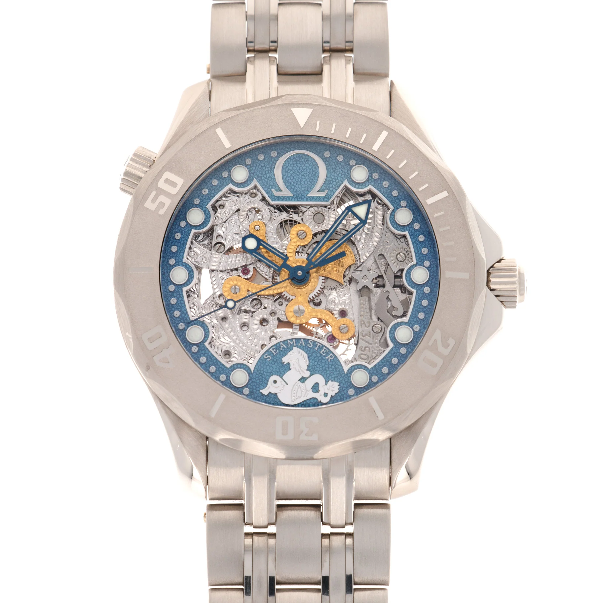 Omega White Gold Seamaster Skeleton 50th Anniversary Watch
