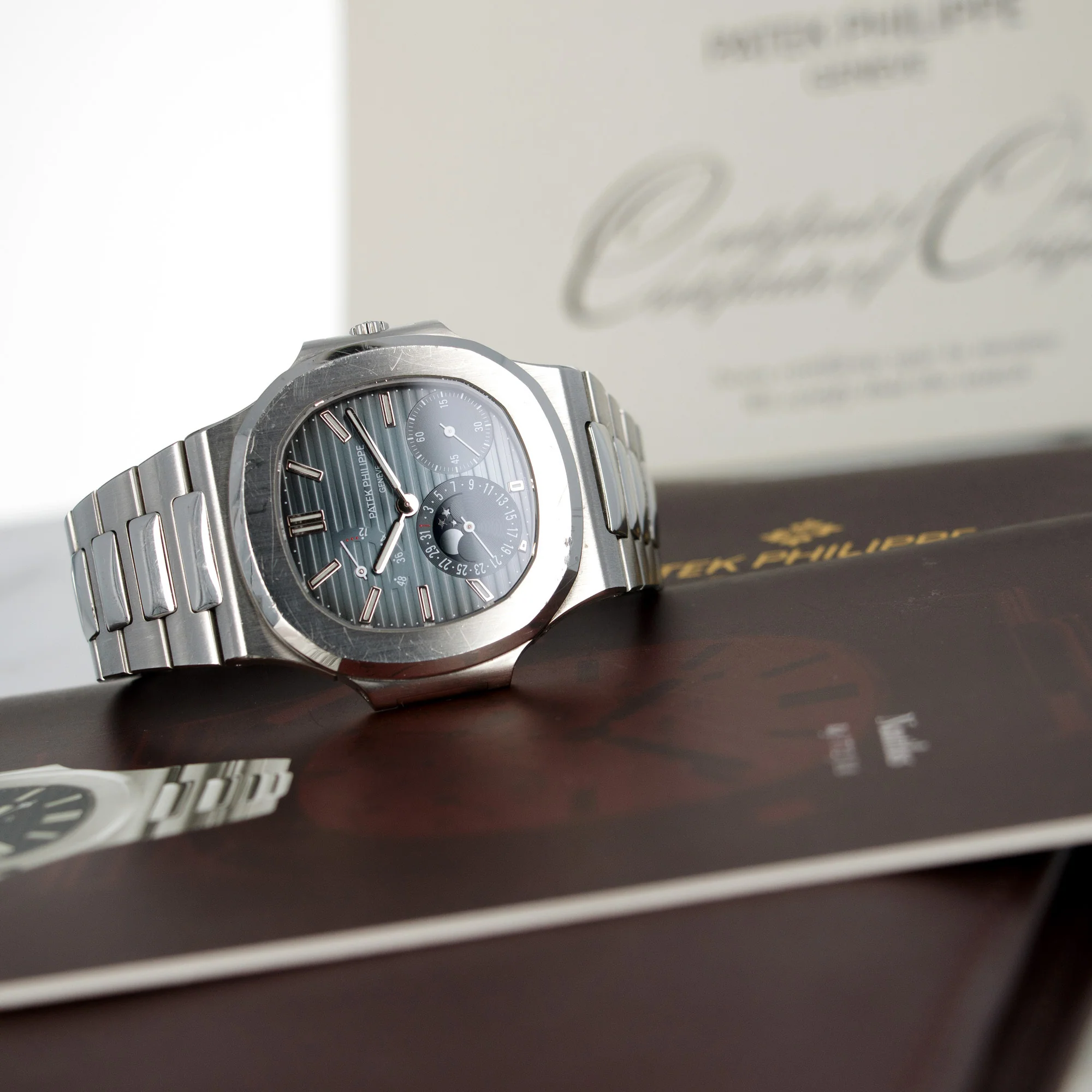 Patek Philippe Nautilus Moonphase Watch Ref. 3712 with Original Box and Papers - Image 6