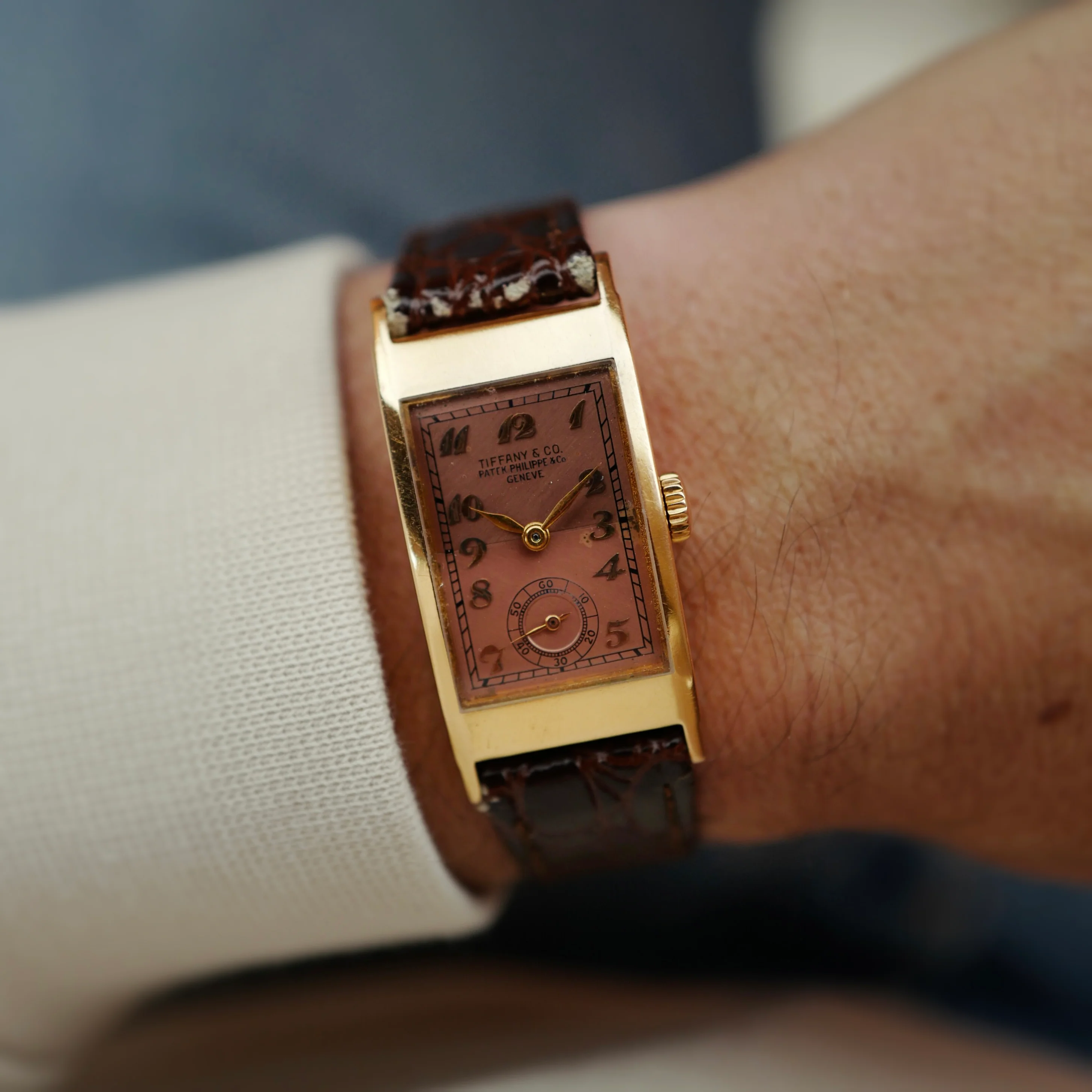 Patek Philippe Pink Gold Rectangular Watch Ref. 425 Retailed by Tiffany & Co. - Image 3