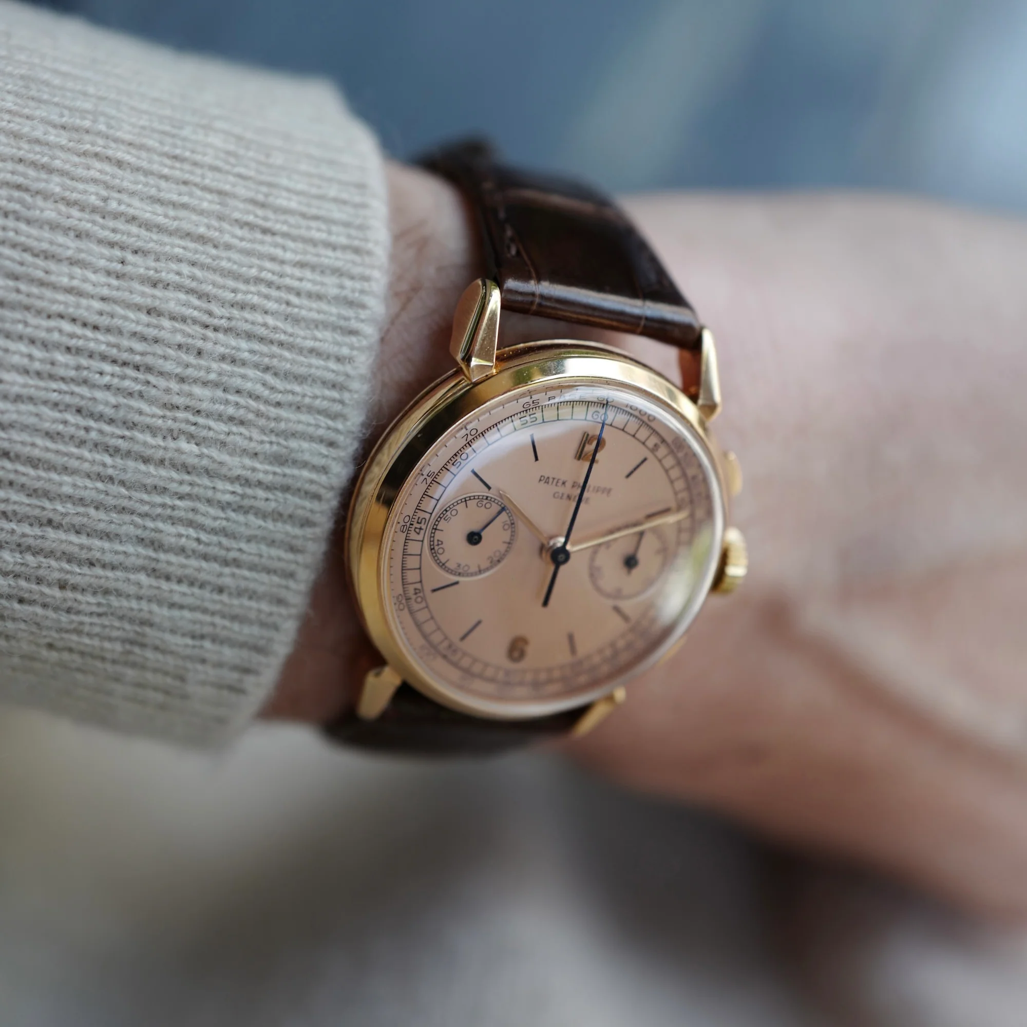 Patek Philippe Pink Gold Tachymeter Chronograph Watch Ref. 1579 - Image 3