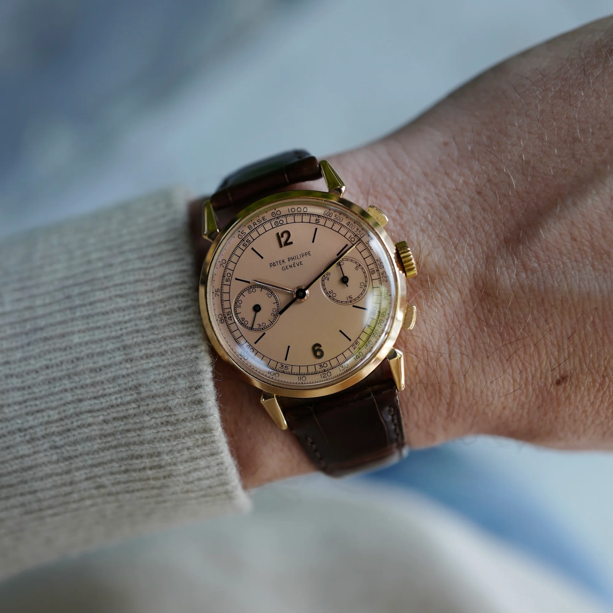 Patek Philippe Pink Gold Tachymeter Chronograph Watch Ref. 1579 - Image 7