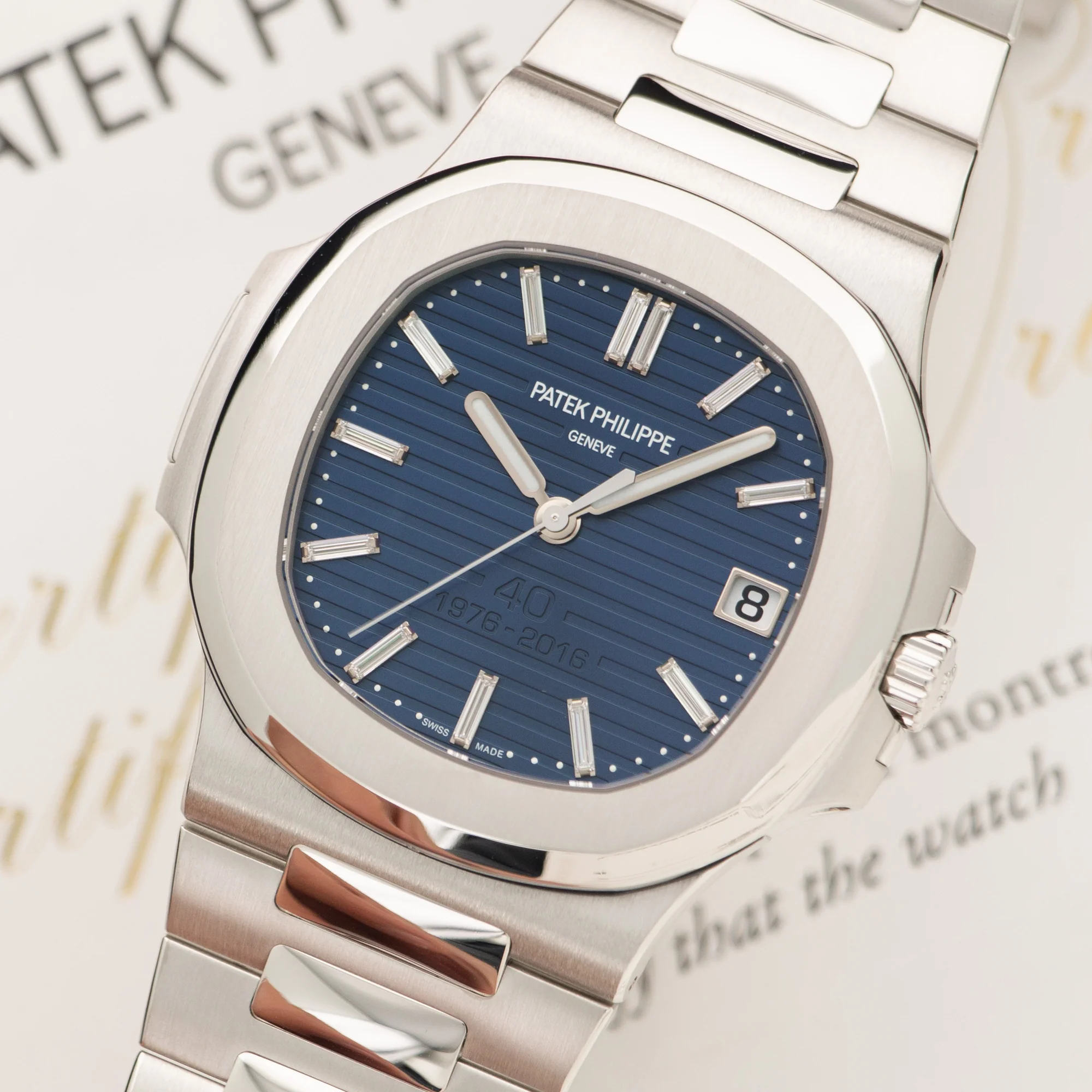 Patek Philippe Platinum Anniversary Nautilus Baguette Diamond Watch Ref. 5711 - Image 2