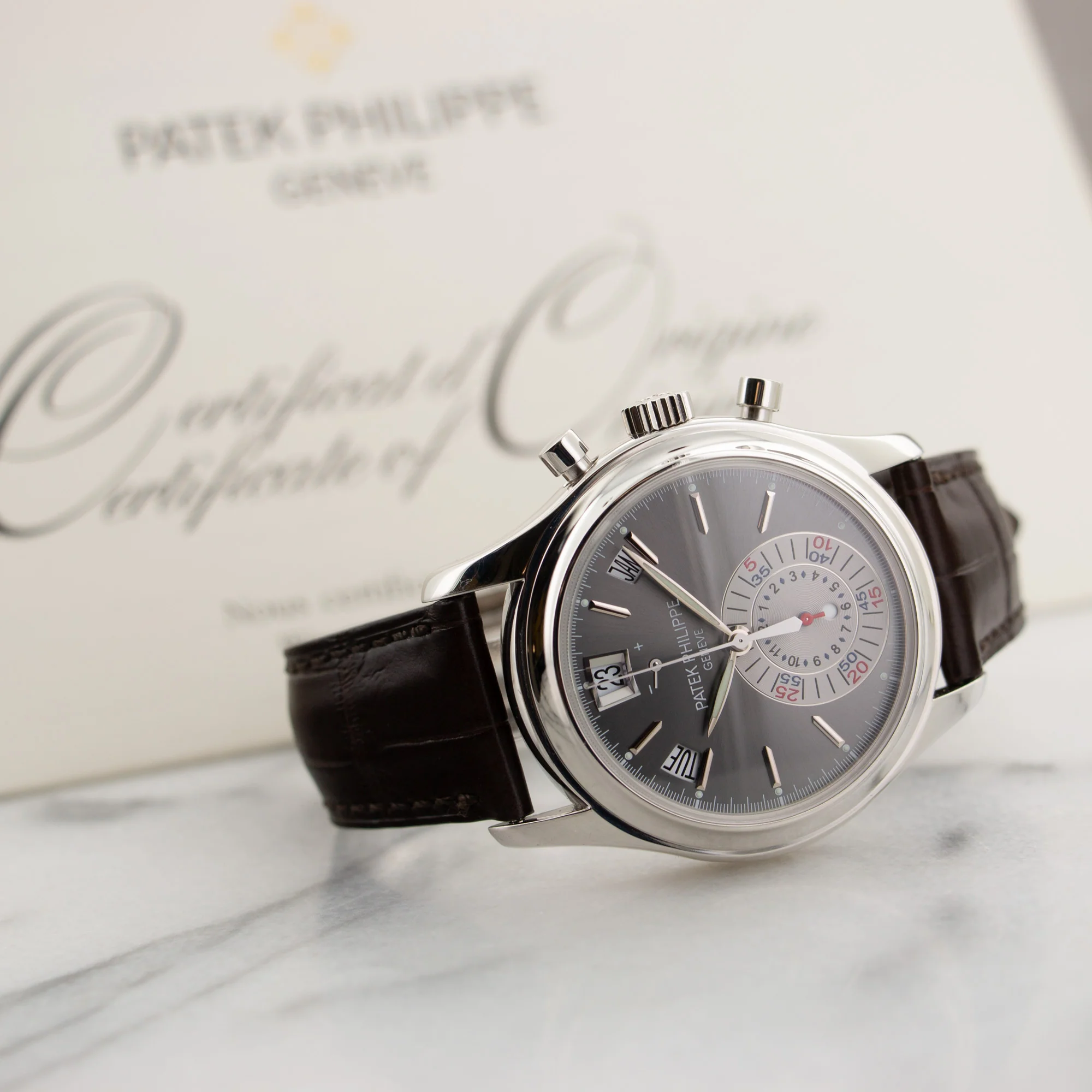 Patek Philippe Platinum Annual Calendar Chrono Watch Ref. 5960 - Image 6