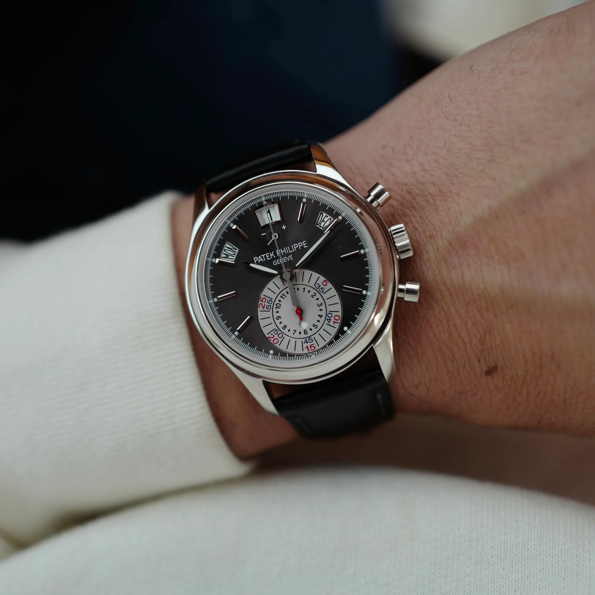 Patek Philippe Platinum Annual Calendar Chronograph Ref. 5960 with Original Box and Papers - Image 3