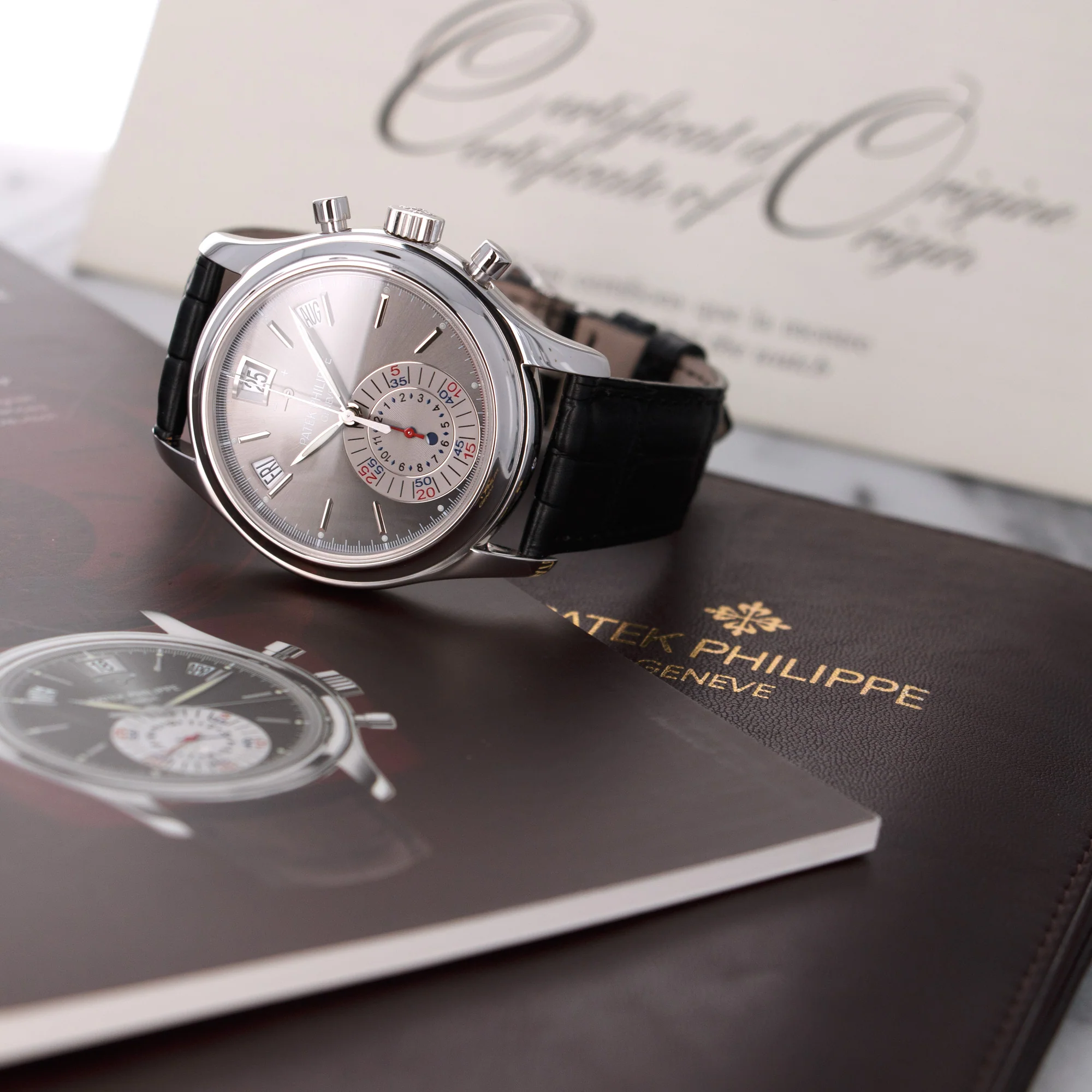 Patek Philippe Platinum Annual Calendar Chronograph Watch Ref. 5960 - Image 6