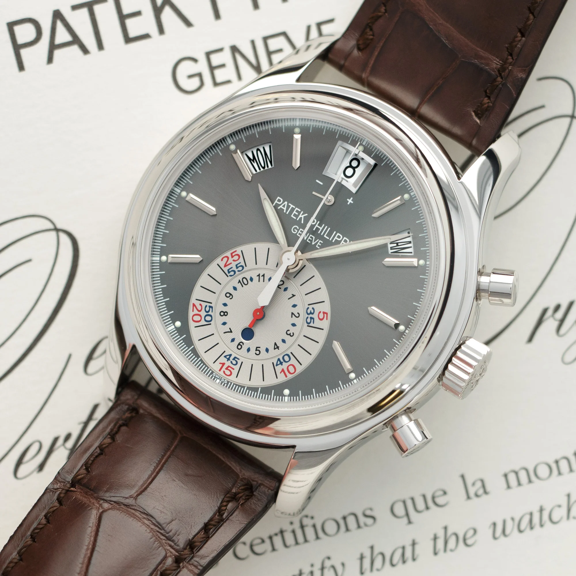 Patek Philippe Platinum Annual Calendar Chronograph Watch, Ref. 5960 - Image 2
