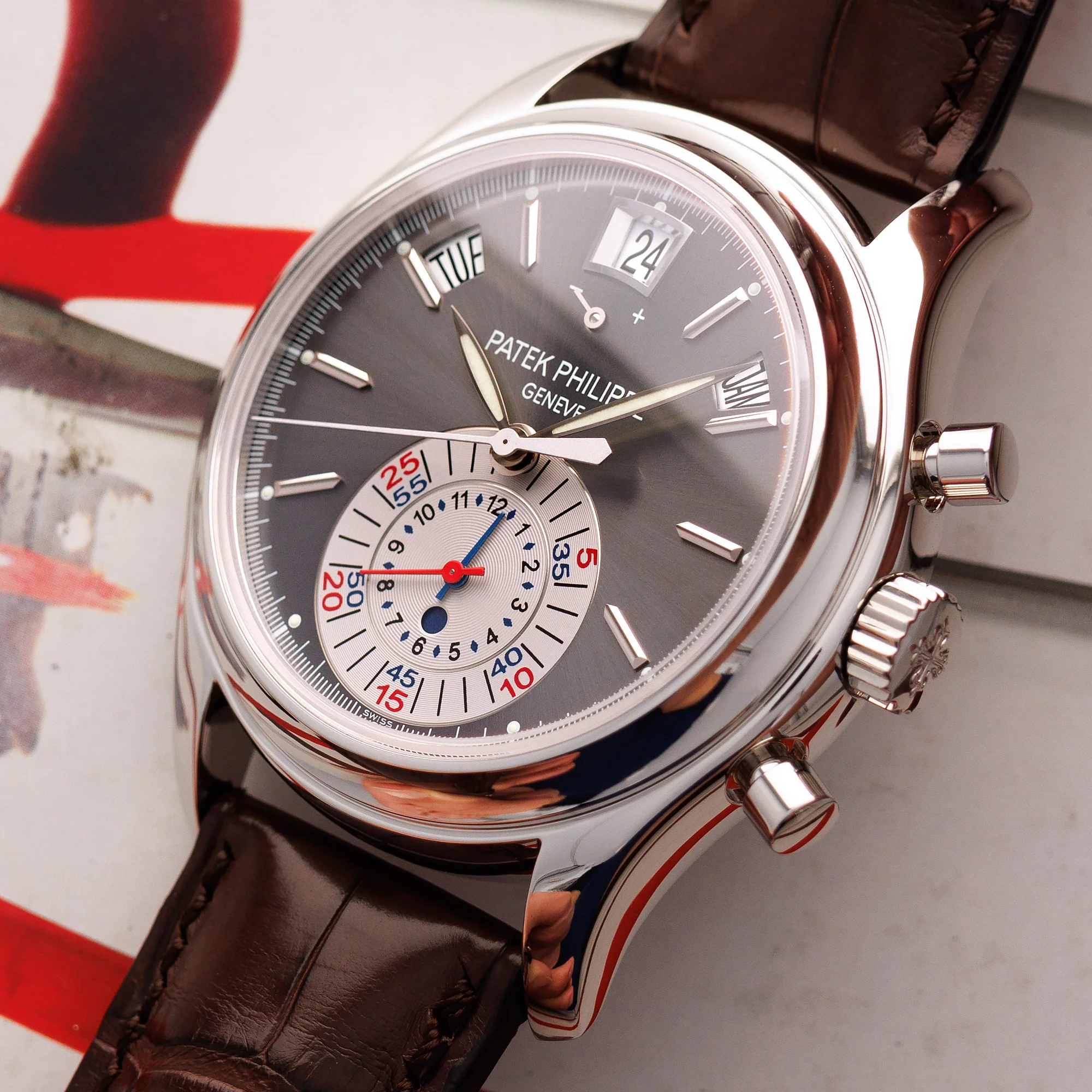 Patek Philippe Platinum Annual Calendar Chronograph Watch Ref. 5960 - Image 2