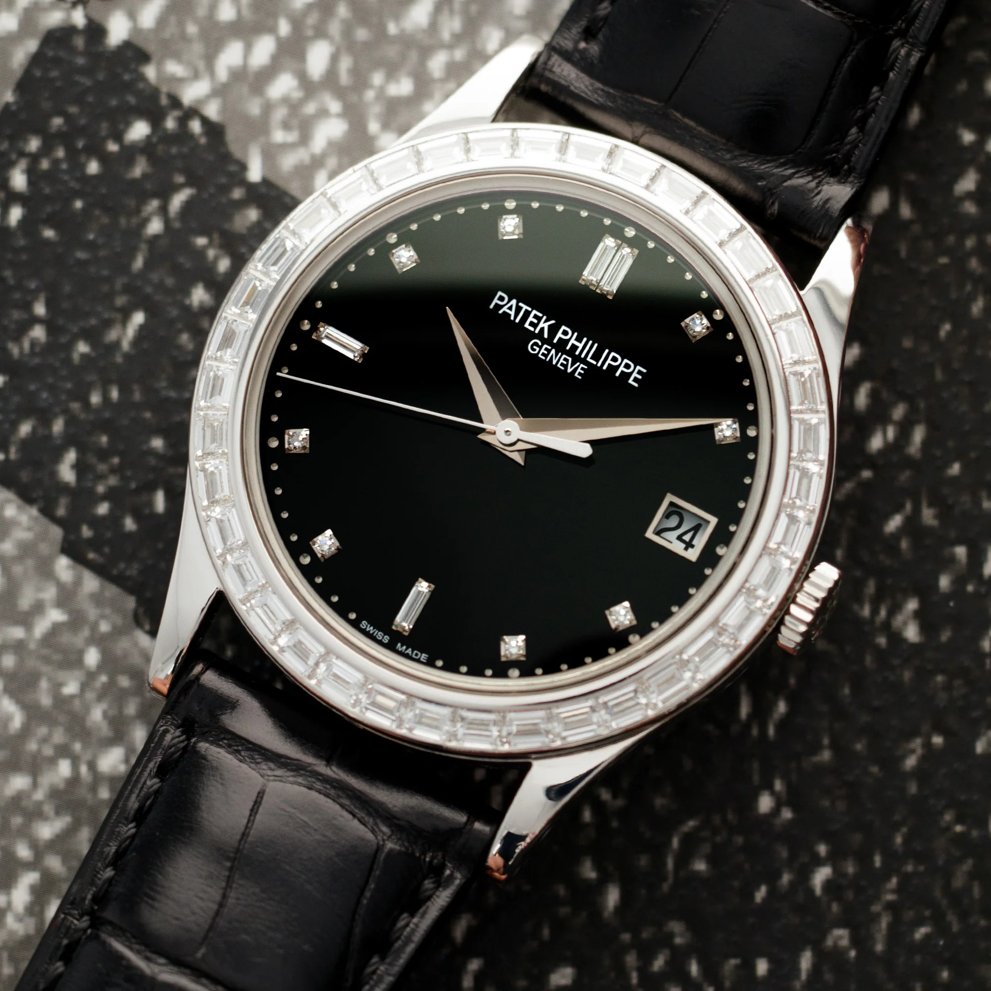 Patek Philippe Platinum Calatrava Watch Ref. 5298 with Baguette Diamonds - Image 2
