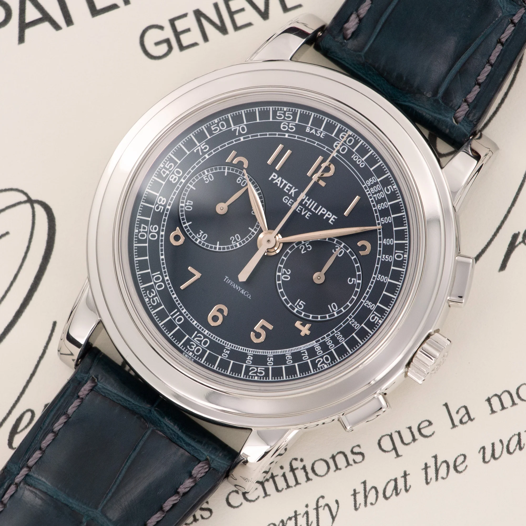 Patek Philippe Platinum Chronograph Watch Ref. 5070, Retailed by Tiffany & Co. - Image 2