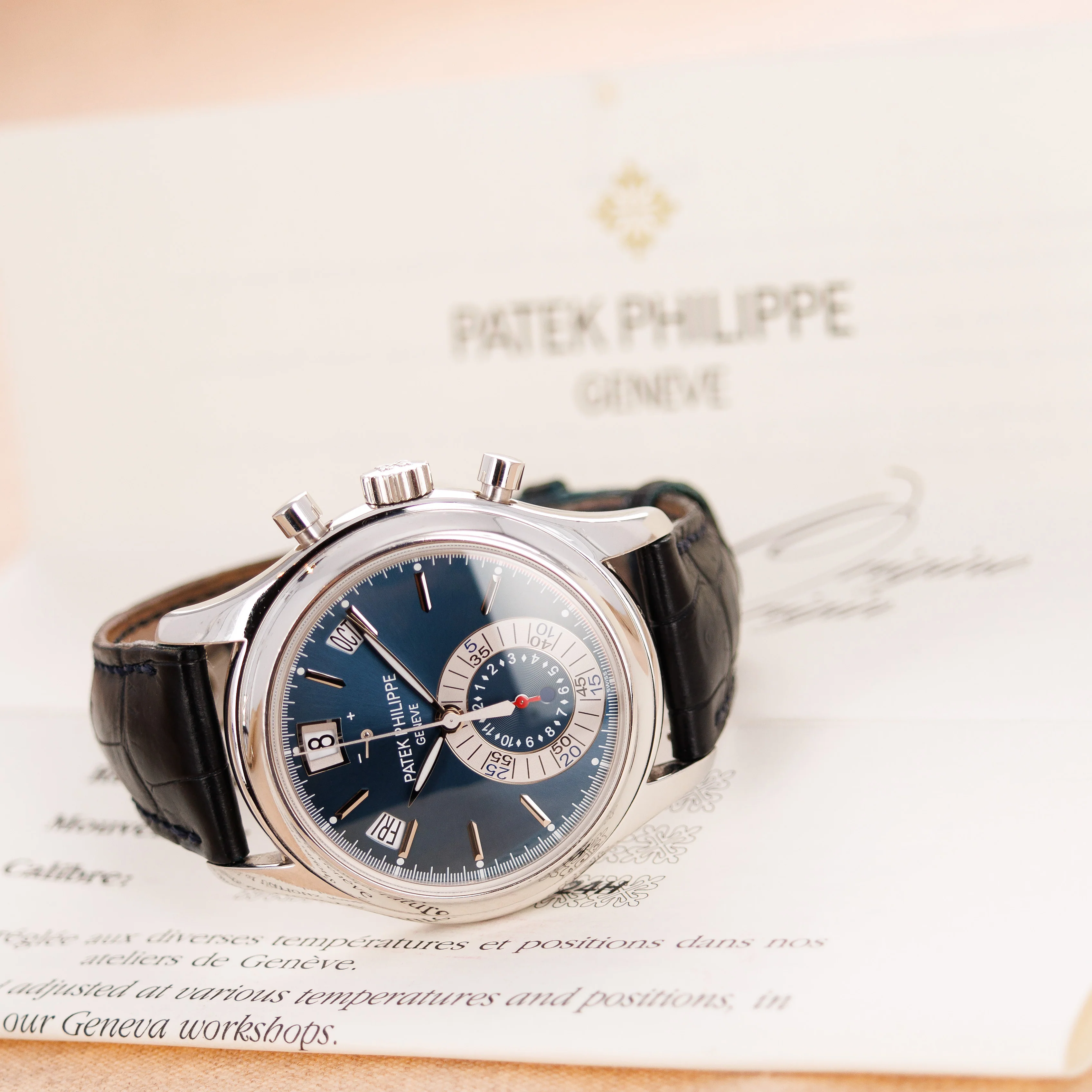 Patek Philippe Platinum Chronograph Watch Ref. 5960 with Box and Papers - Image 5