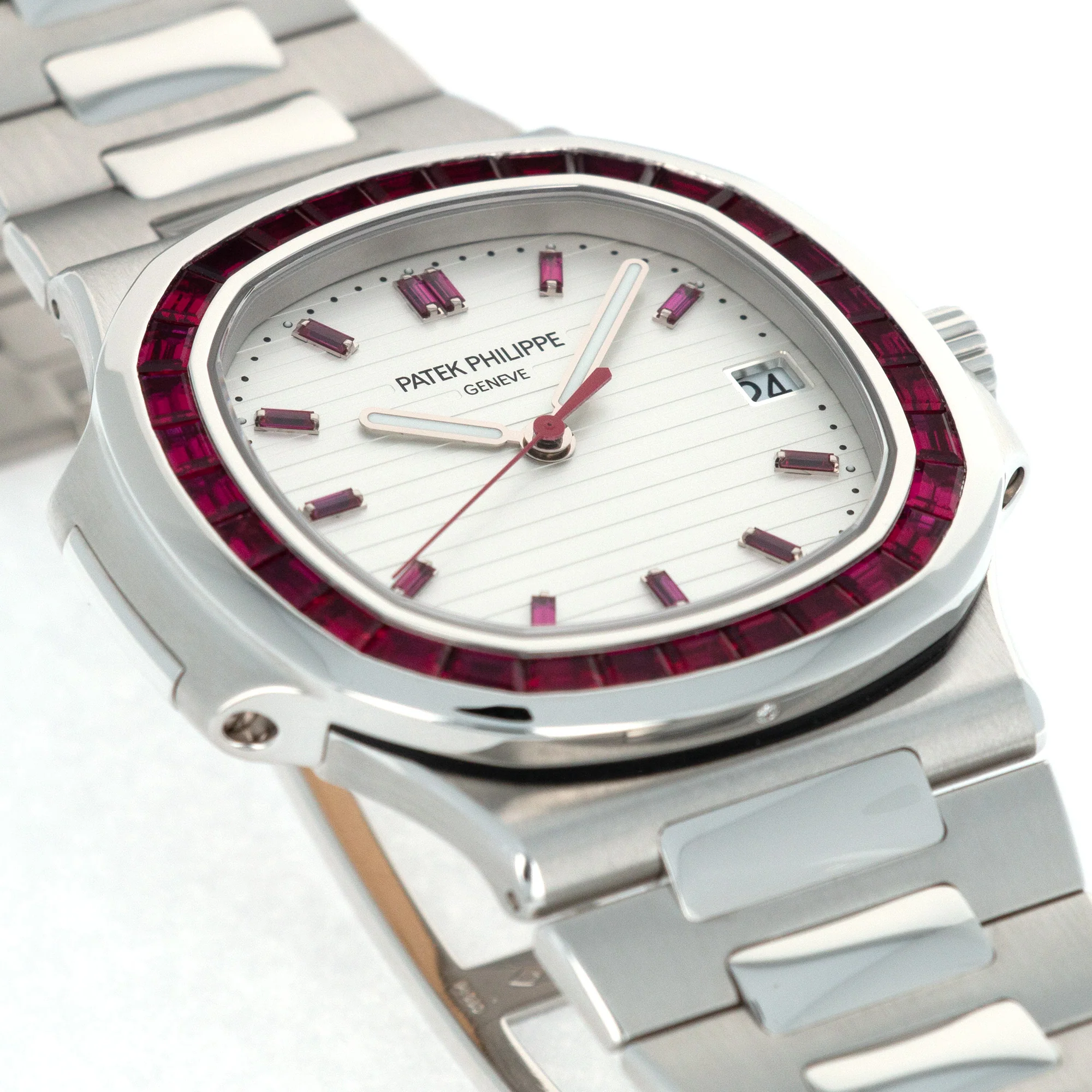 Patek Philippe Platinum Nautilus with Baguette Ruby Bezel Ref. 5711 - Image 6