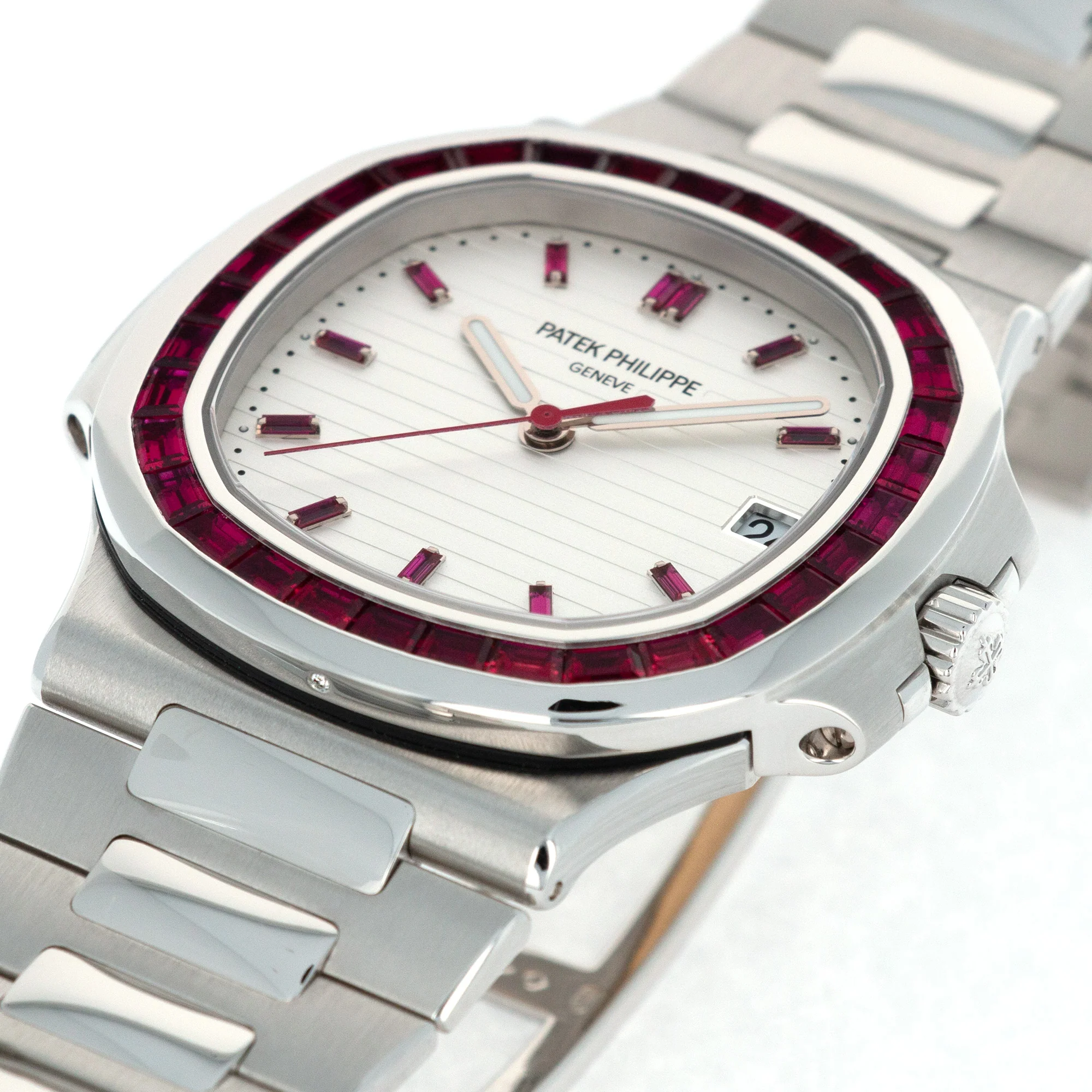 Patek Philippe Platinum Nautilus with Baguette Ruby Bezel Ref. 5711 - Image 7