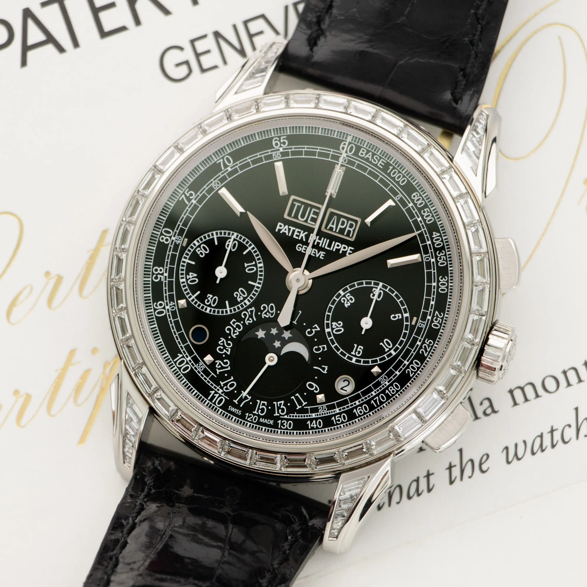 Patek Philippe Platinum Perpetual Baguette Diamond Watch Ref. 5271 - Image 2