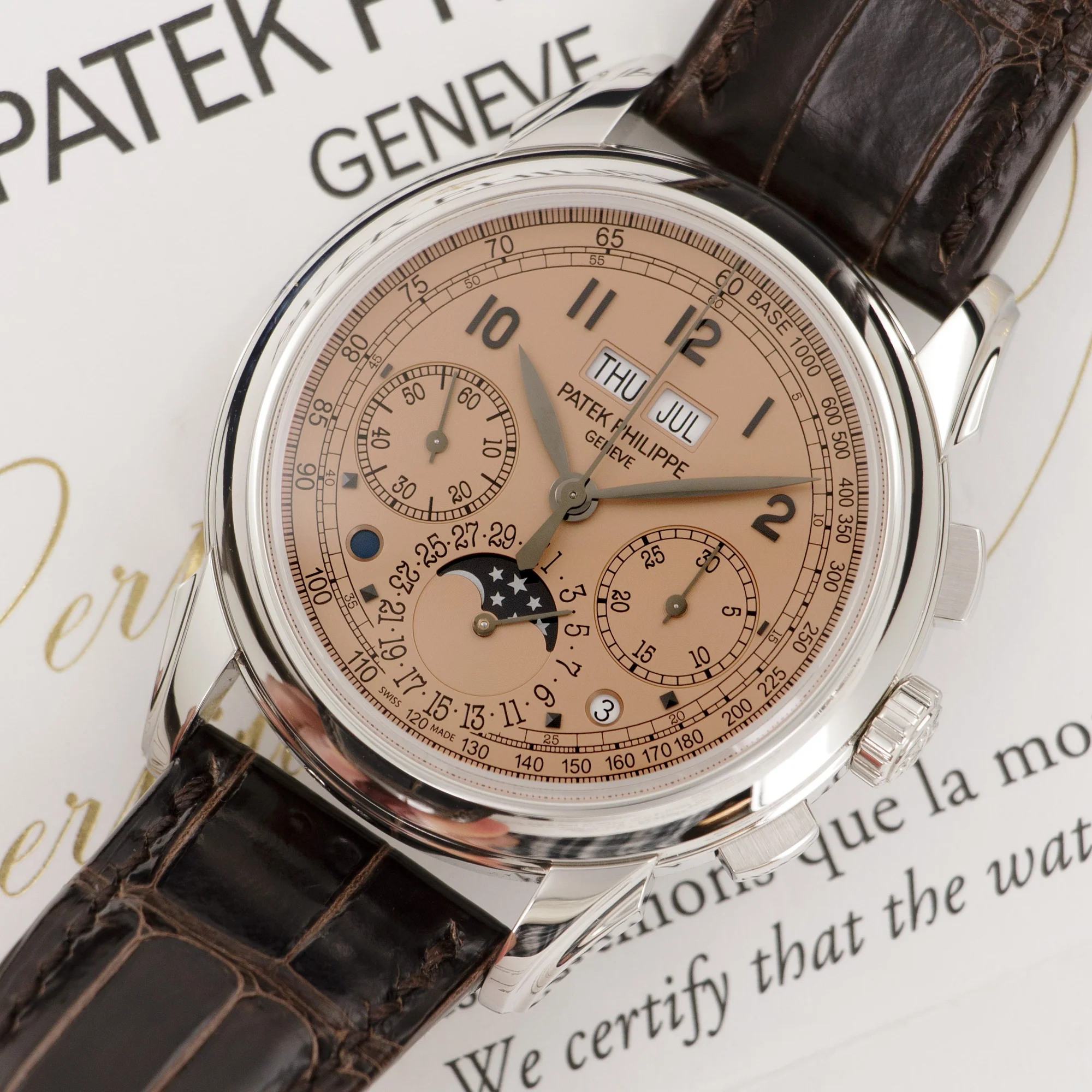 Patek Philippe Platinum Perpetual Calendar Chronograph Watch Ref. 5270 - Image 2