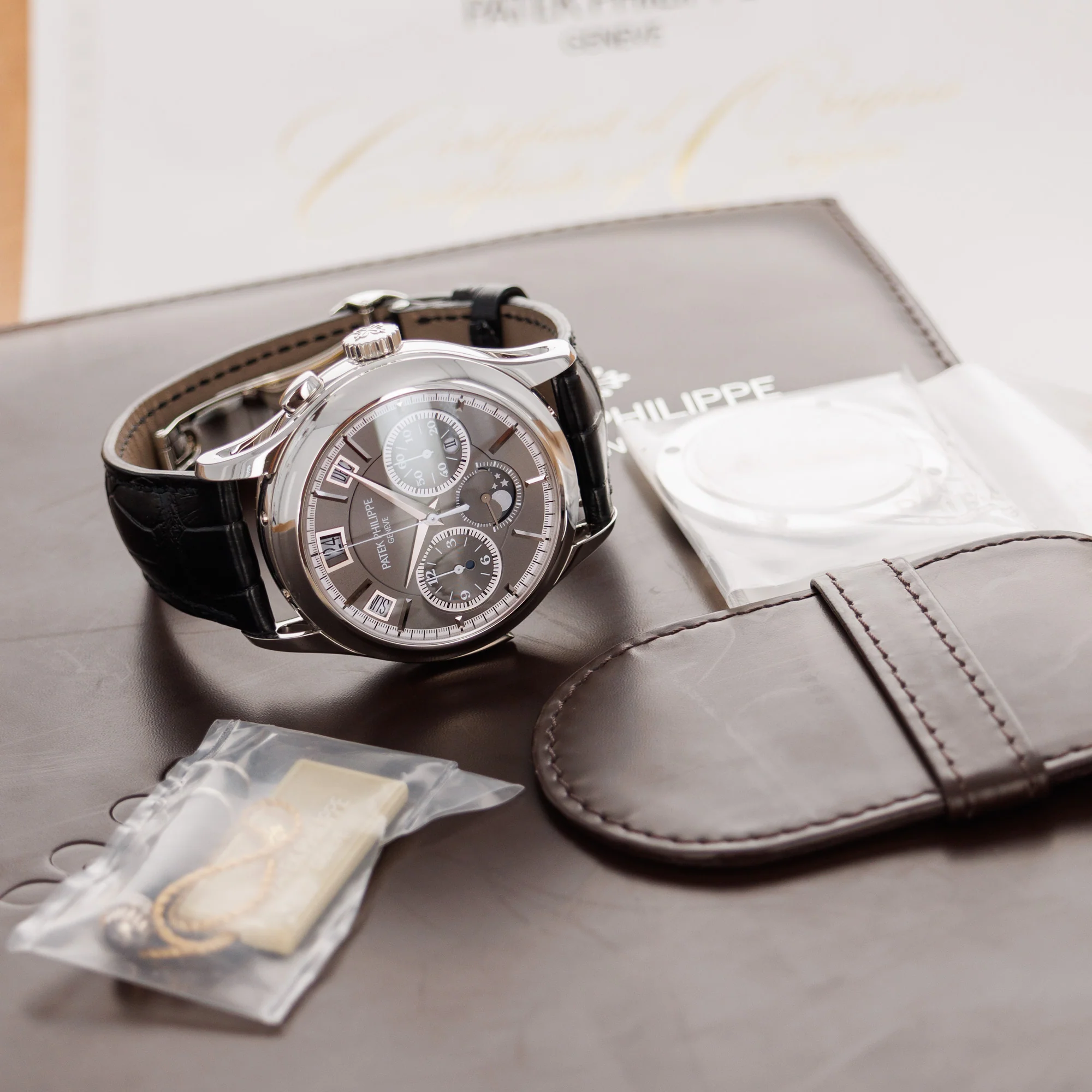 Patek Philippe Platinum Perpetual Calendar Minute Repeater Chronograph Ref. 5208 - Image 9
