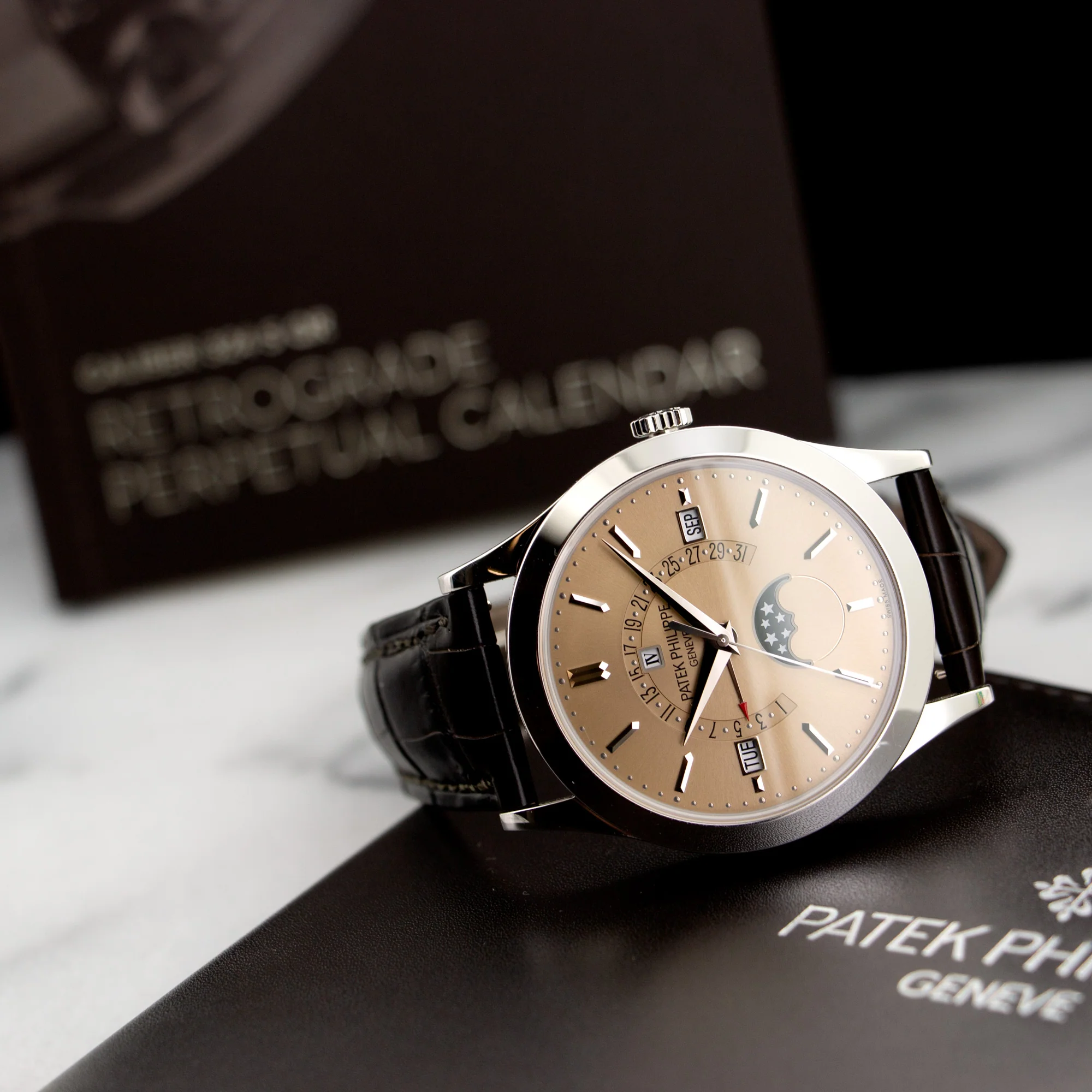 Patek Philippe Platinum Perpetual Calendar Retrograde Watch Ref. 5496 - Image 6