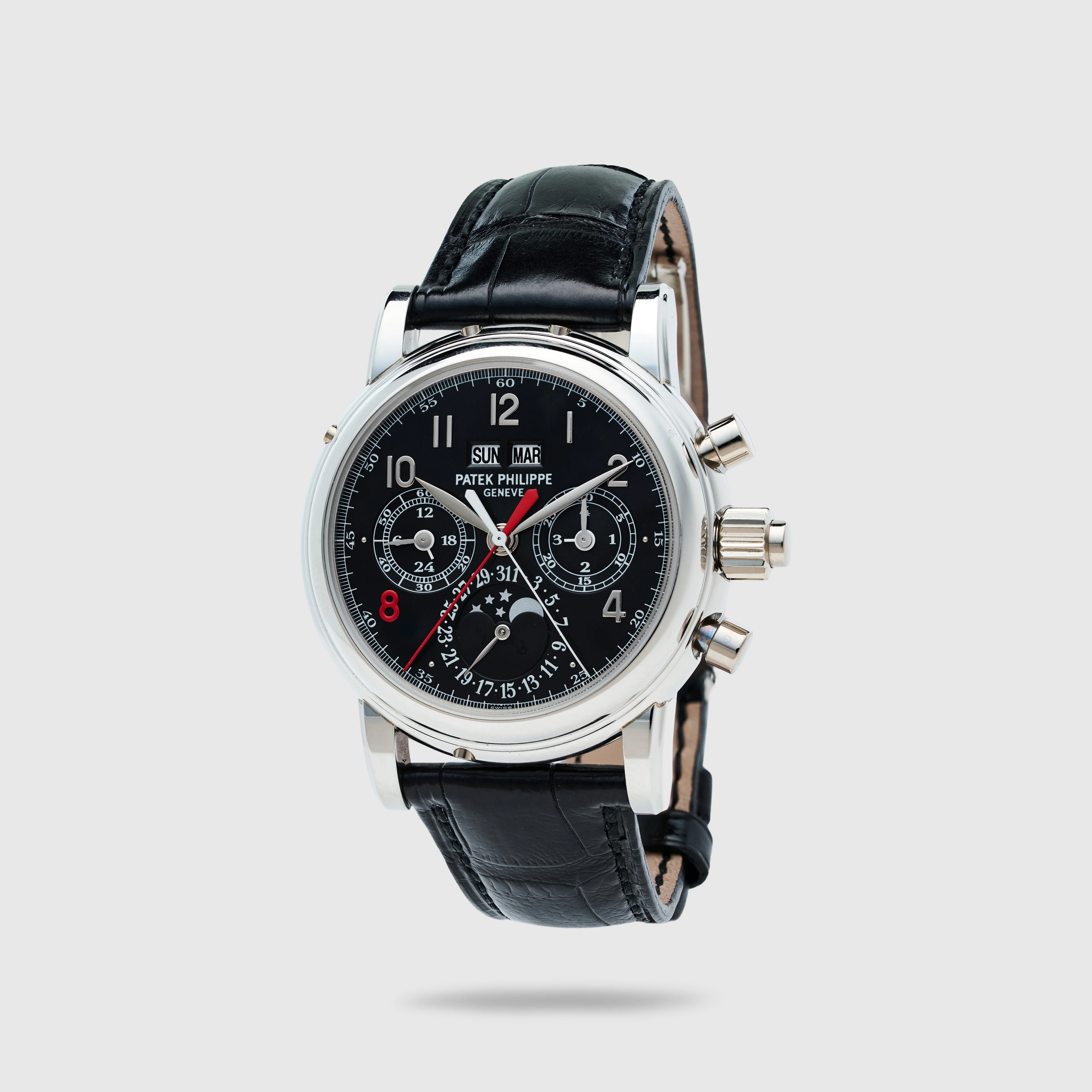 Patek Philippe Platinum Perpetual Calendar Split Seconds Chronograph Ref. 5004P-047 with Unique Lucky 8 Dial