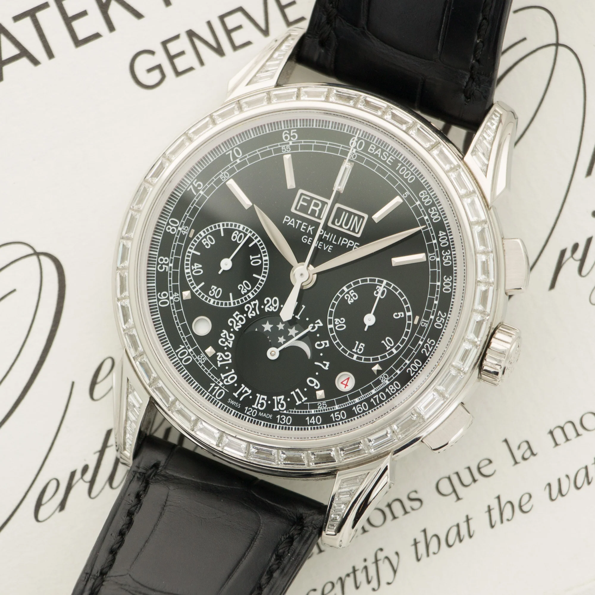 Patek Philippe Platinum Perpetual Diamond Chrono Watch Ref. 5271 - Image 2