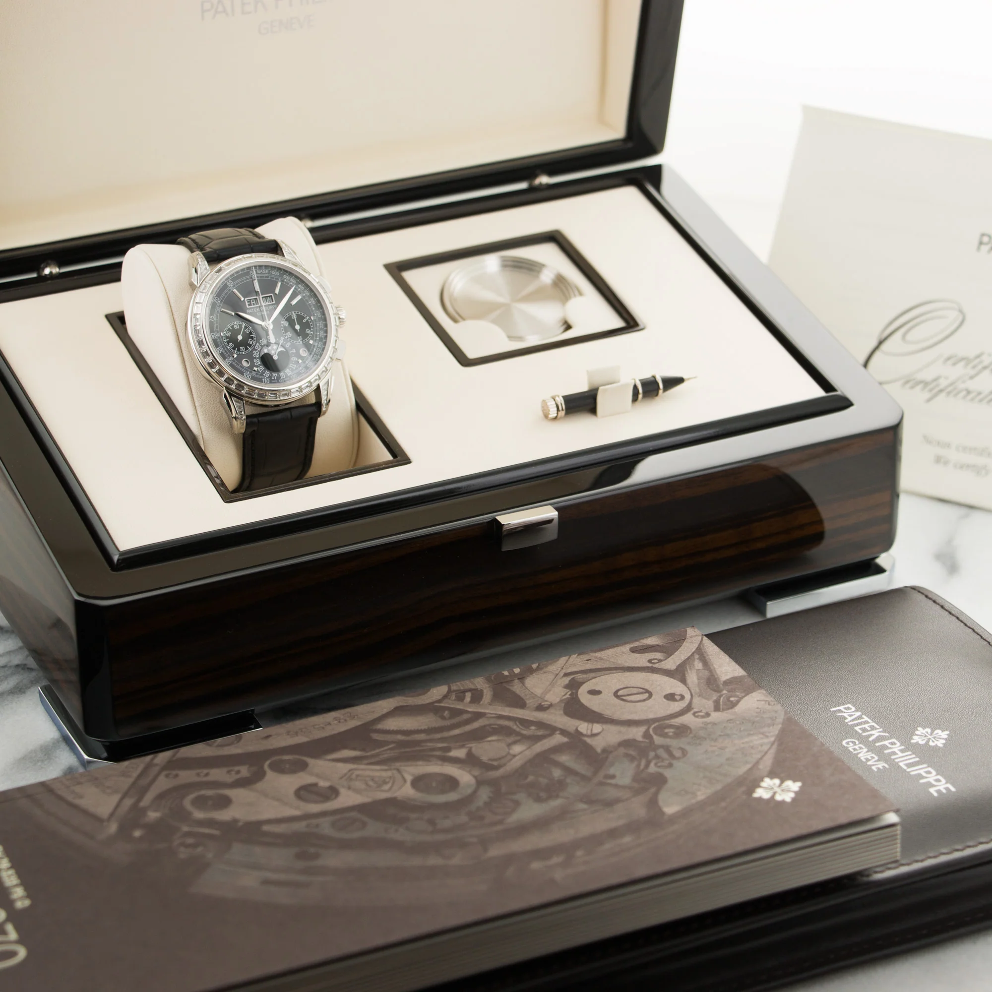 Patek Philippe Platinum Perpetual Diamond Chrono Watch Ref. 5271 - Image 6
