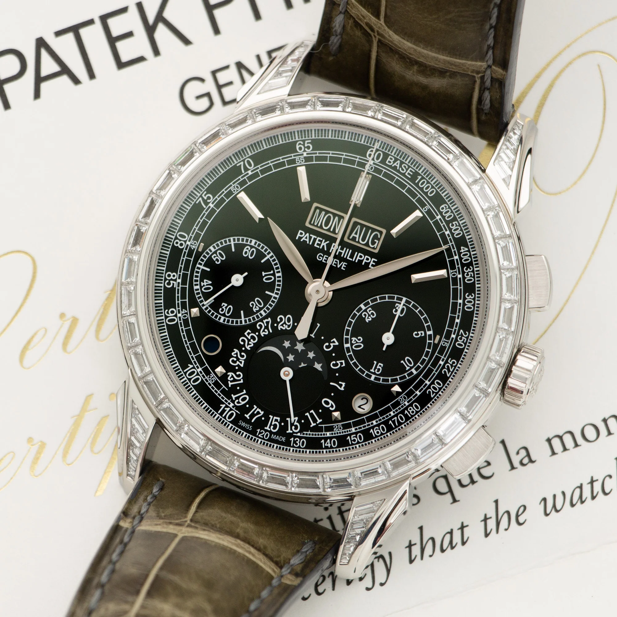 Patek Philippe Platinum Perpetual Diamond Chrono Watch Ref. 5271 - Image 2