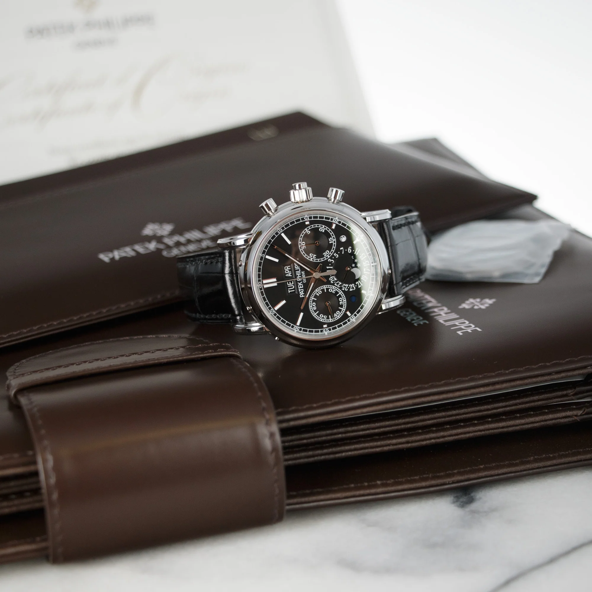 Patek Philippe Platinum Perpetual Split Seconds Chrono Watch Ref. 5204 - Image 6