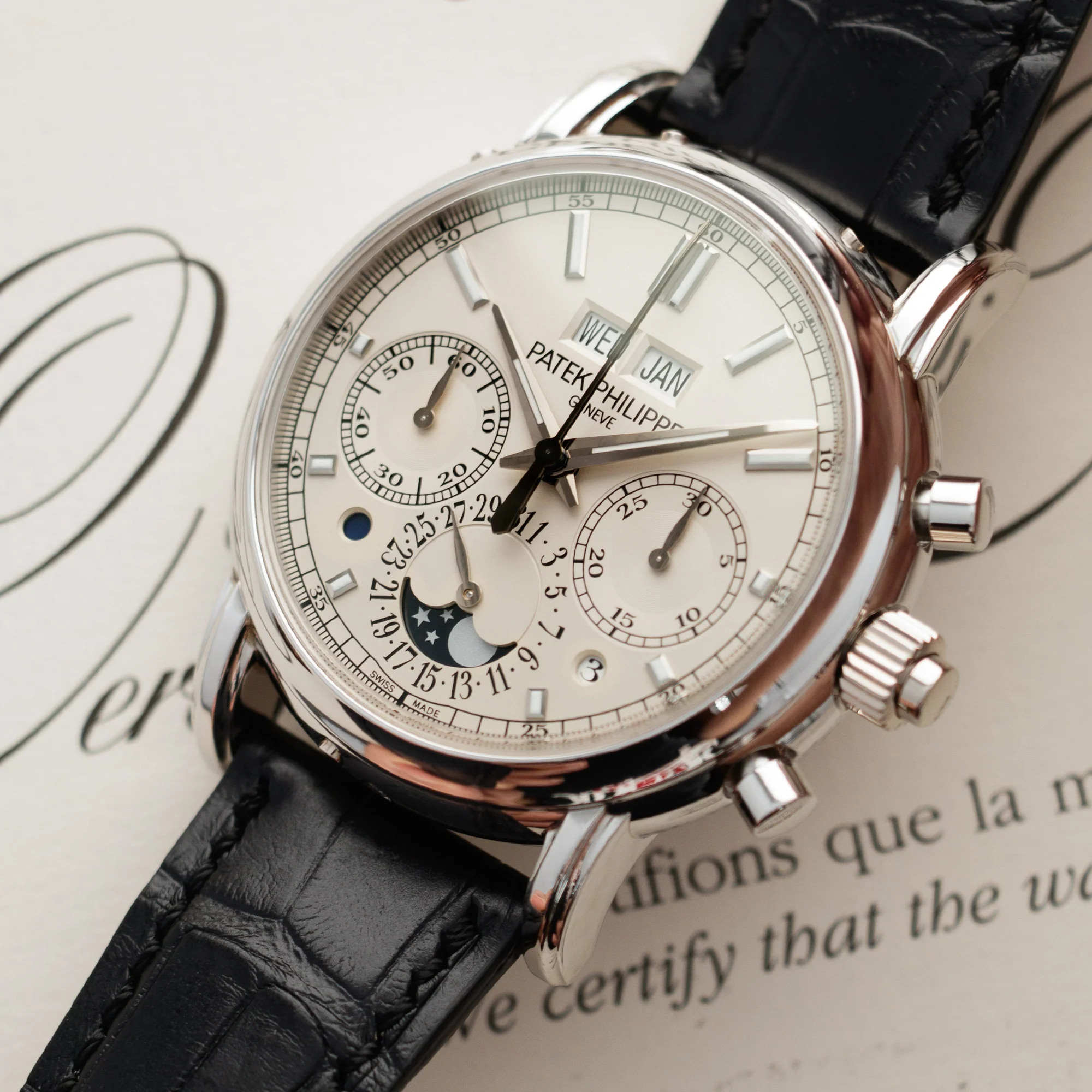 Patek Philippe Platinum Perpetual Split Seconds Chronograph Watch Ref. 5204 - Image 2