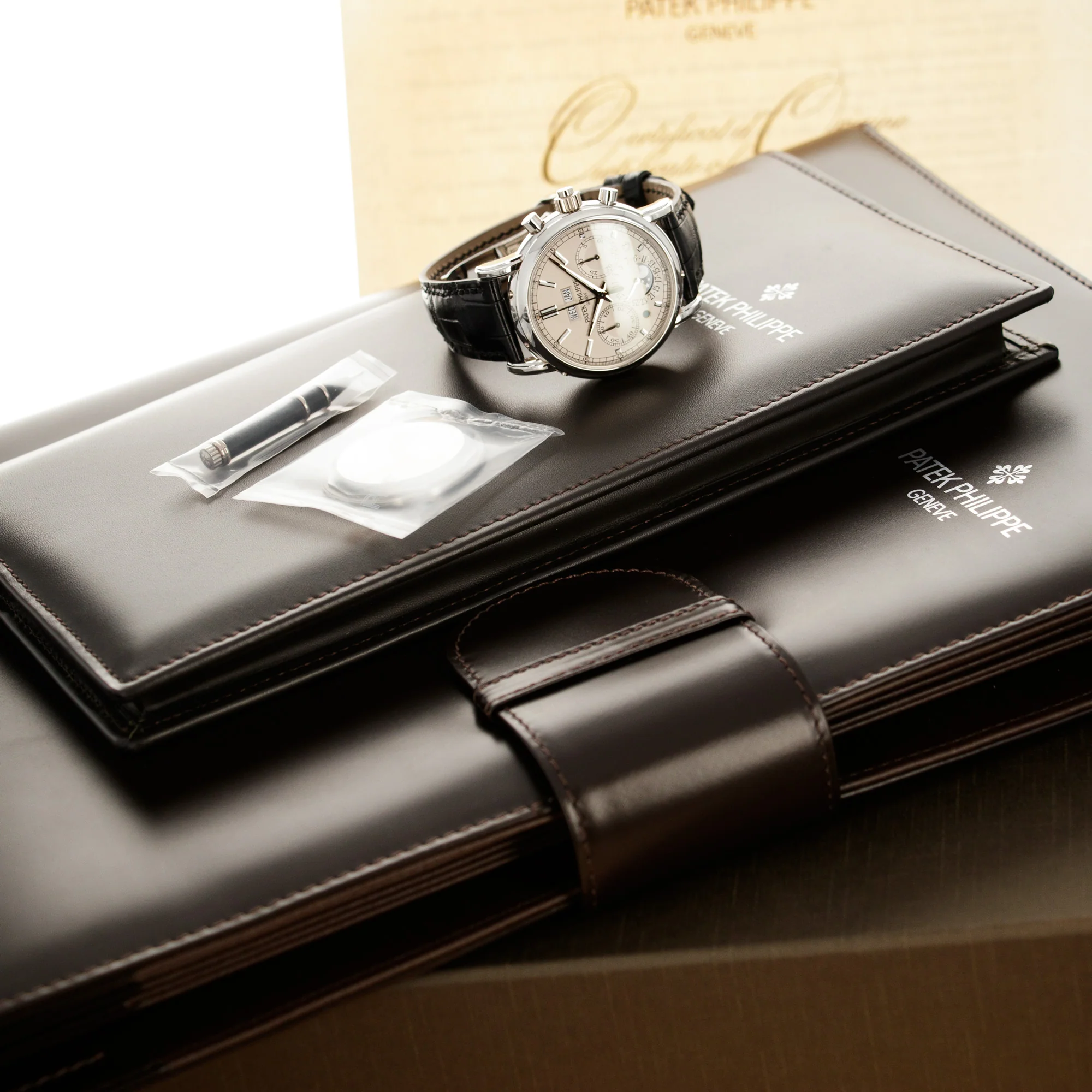 Patek Philippe Platinum Perpetual Split Seconds Chronograph Watch Ref. 5204 - Image 9