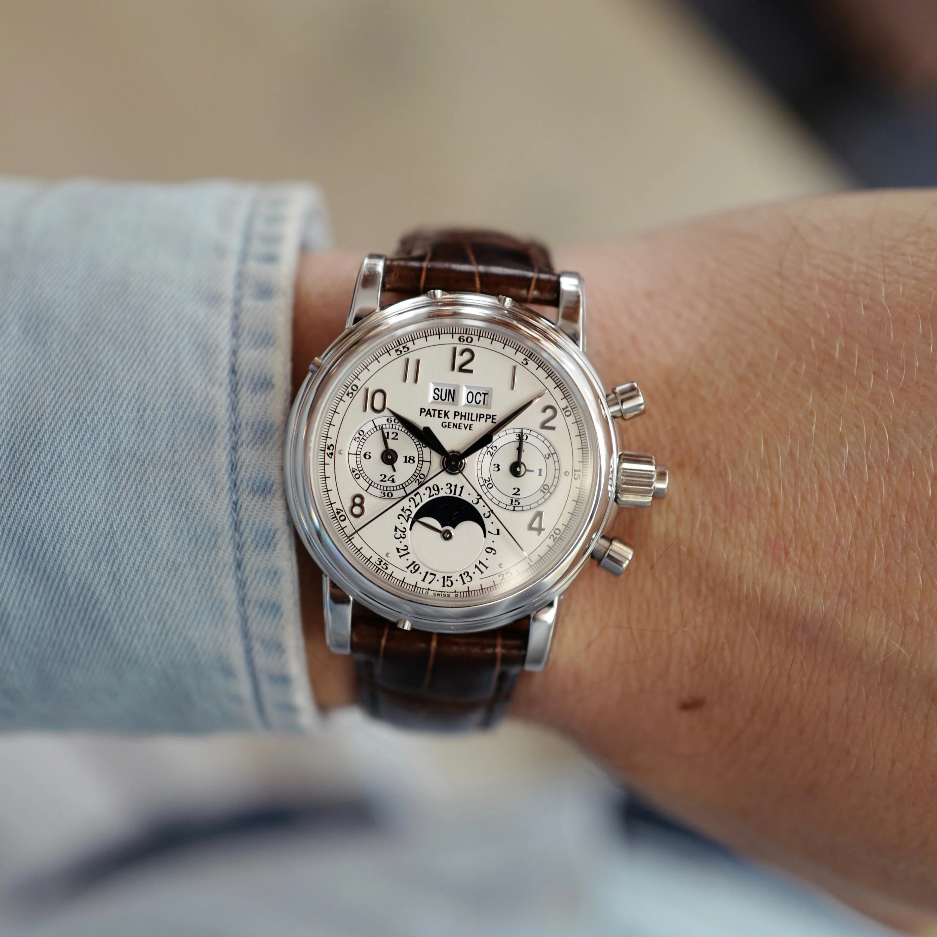 Patek Philippe Platinum Perpetual Split Seconds Chronograph Watch Ref. 5004 - Image 7