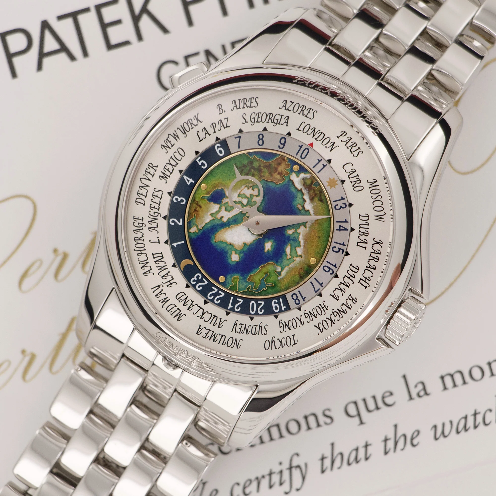 Patek Philippe Platinum World Time Cloisonne Watch Ref. 5131 - Image 2