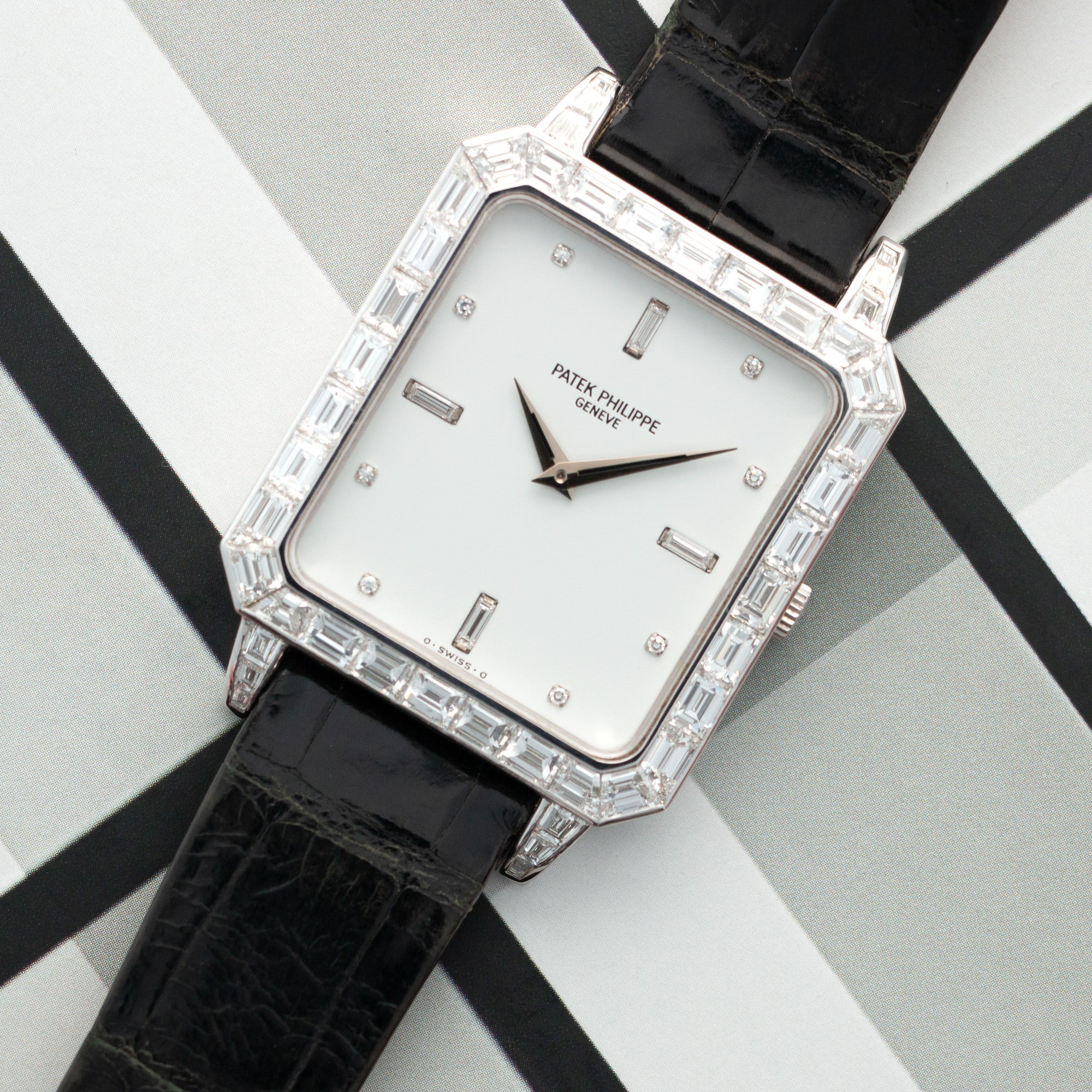 Patek Philippe Rectangular Platinum & Baguette Diamond Watch Ref. 5007 - Image 2