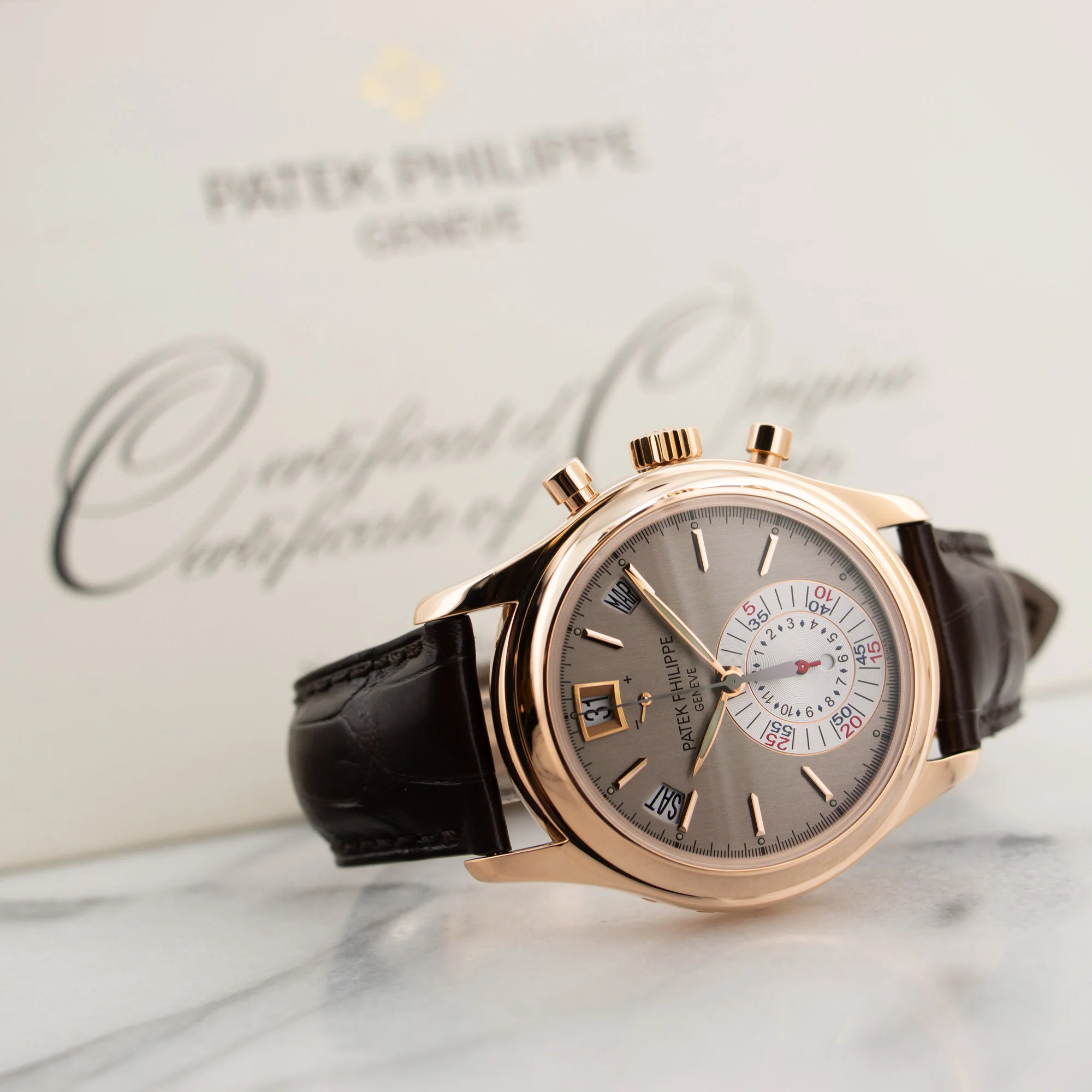 Patek Philippe Rose Gold Annual Calendar Chrono Watch Ref. 5960 - Image 6