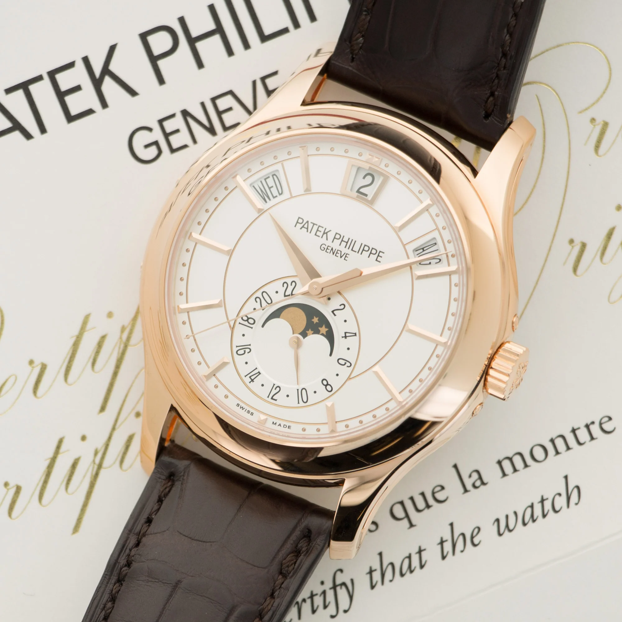 Patek Philippe Rose Gold Annual Calendar Moonphase Watch Ref. 5205 - Image 2