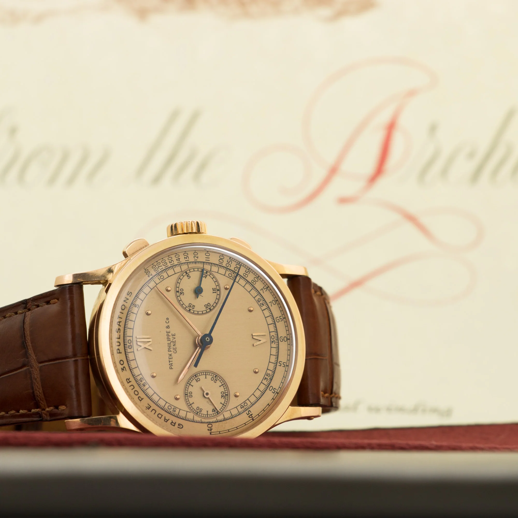 Patek Philippe Rose Gold Chronograph Pulsometer Scale Watch Ref. 533 - Image 5