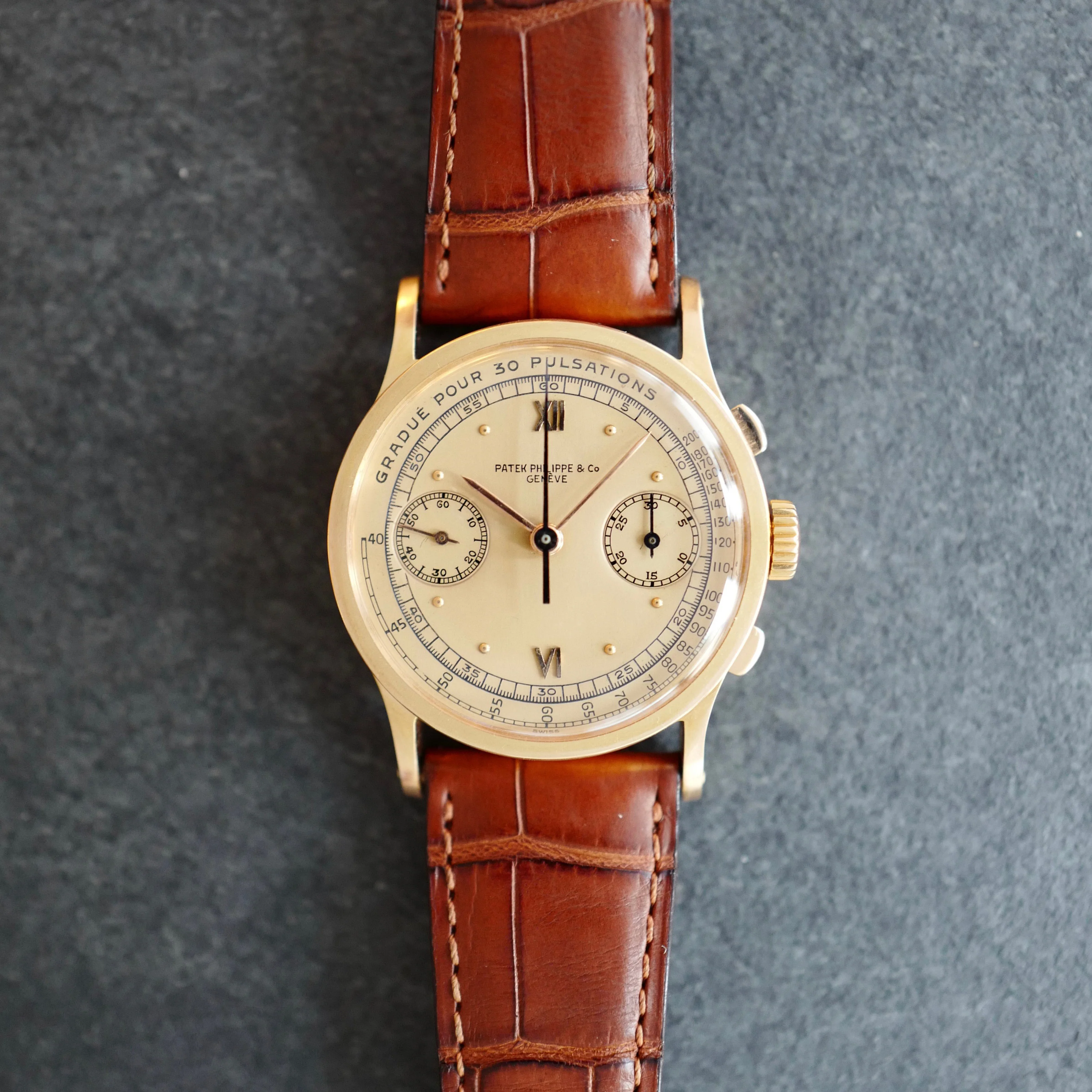 Patek Philippe Rose Gold Chronograph Pulsometer Scale Watch Ref. 533 - Image 6
