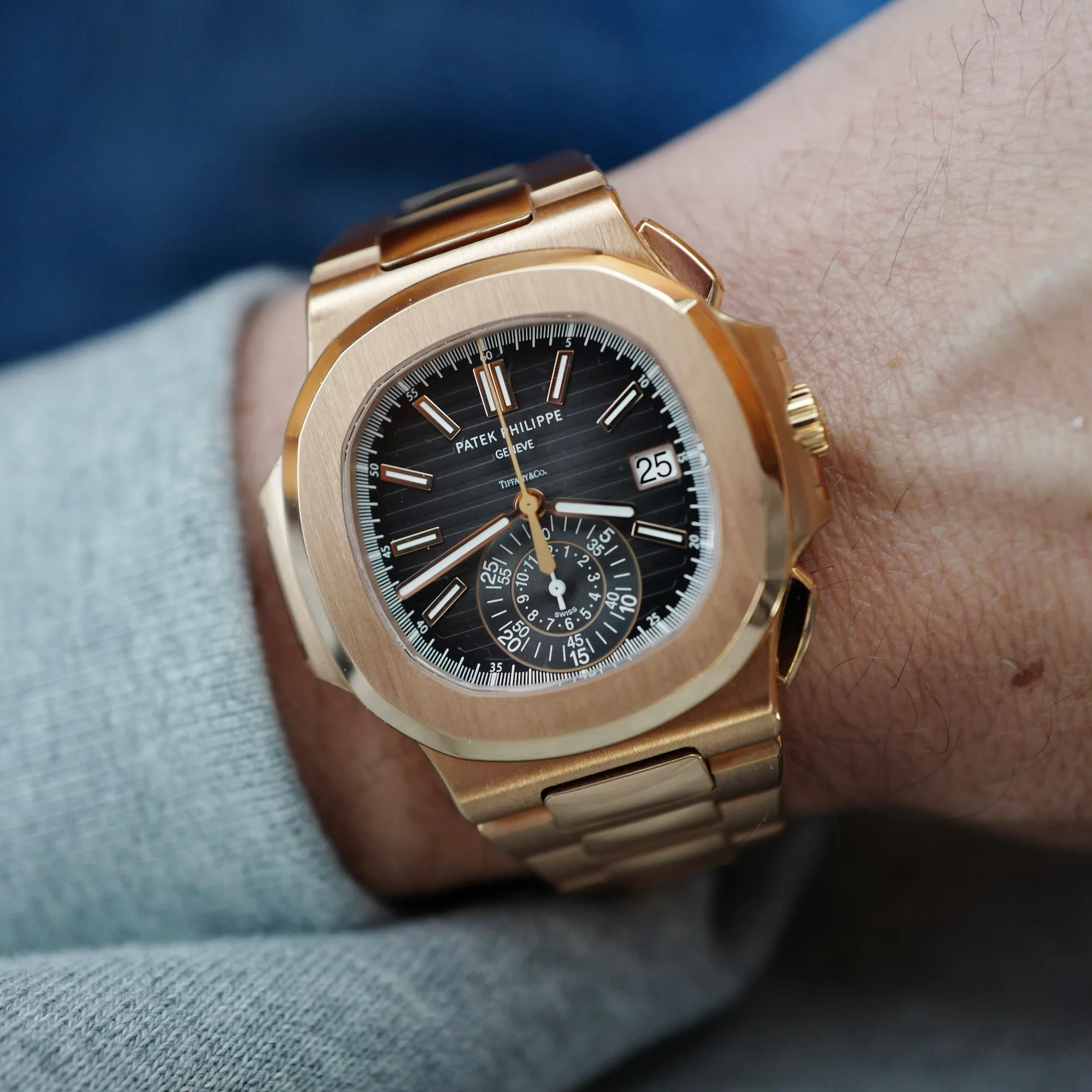 Patek Philippe Rose Gold Nautilus Chronograph Watch Ref. 5980, Tiffany & Co., 2018 - Image 2
