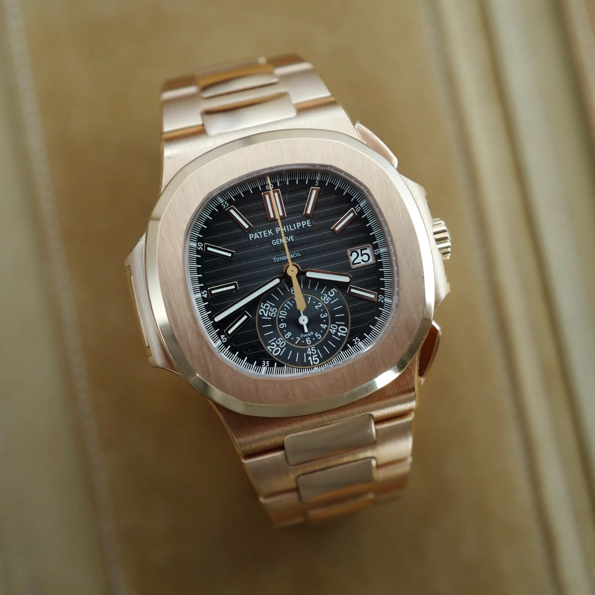 Patek Philippe Rose Gold Nautilus Chronograph Watch Ref. 5980, Tiffany & Co., 2018 - Image 3