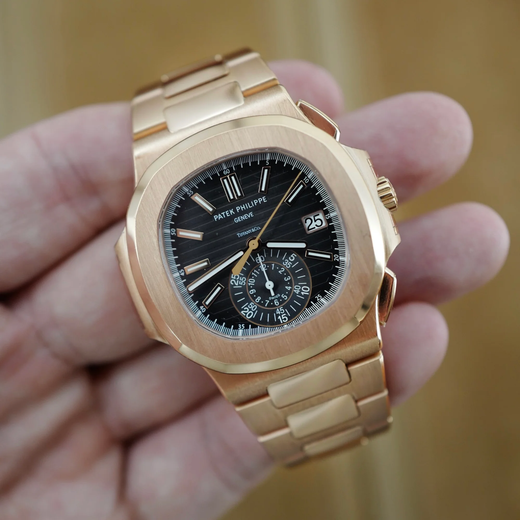 Patek Philippe Rose Gold Nautilus Chronograph Watch Ref. 5980, Tiffany & Co., 2018 - Image 6