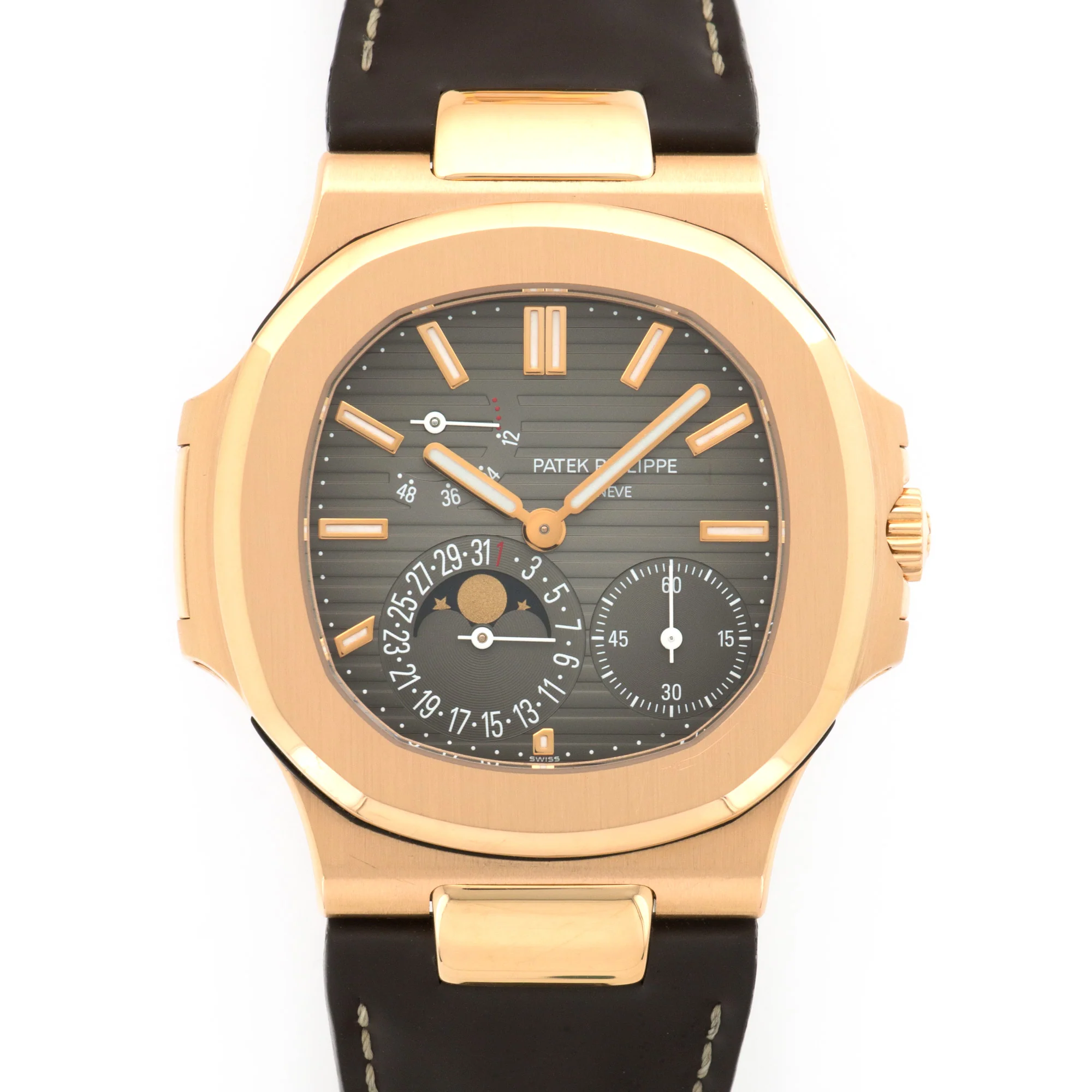 Patek Philippe Rose Gold Nautilus Moonphase Watch Ref. 5712R