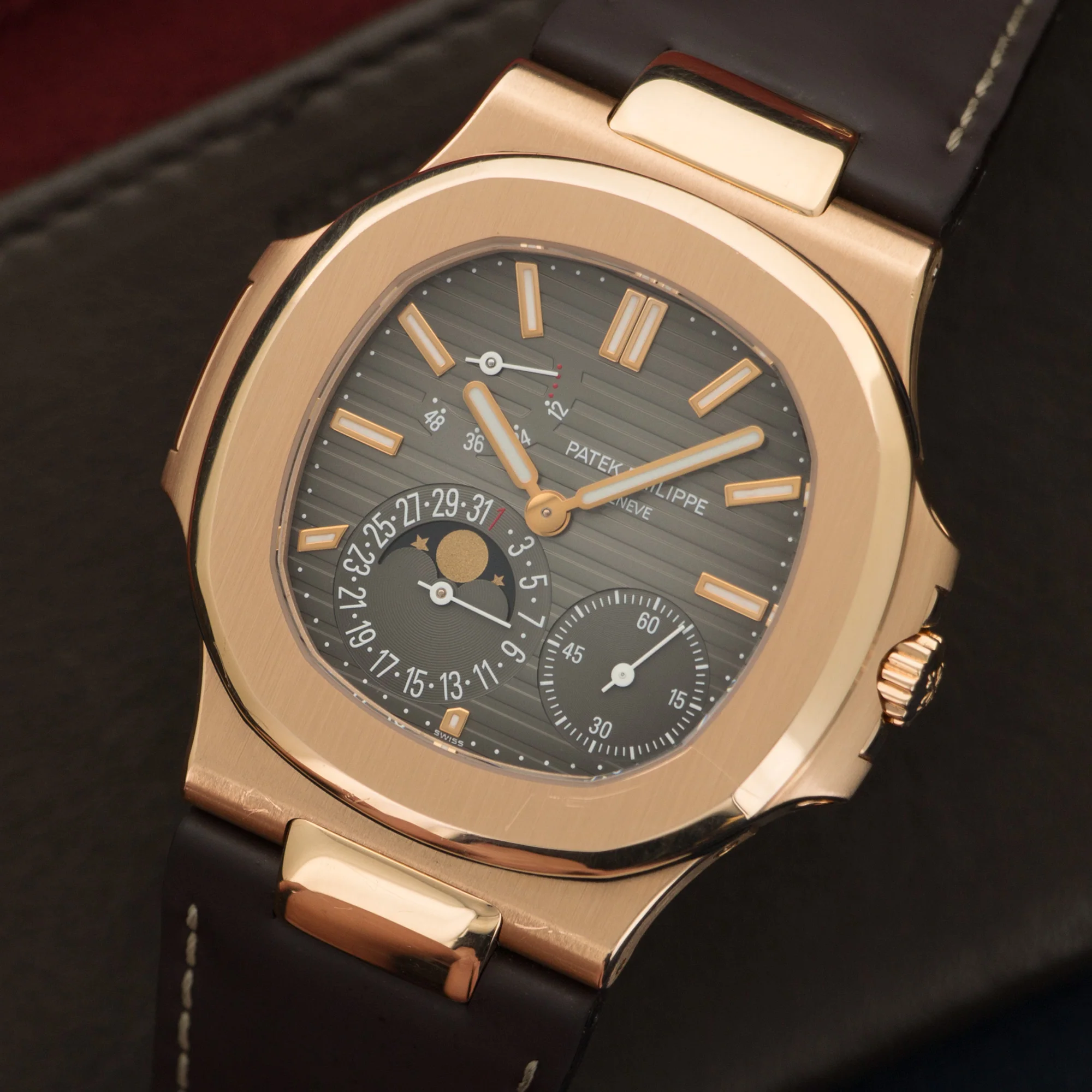 Patek Philippe Rose Gold Nautilus Moonphase Watch Ref. 5712R - Image 2