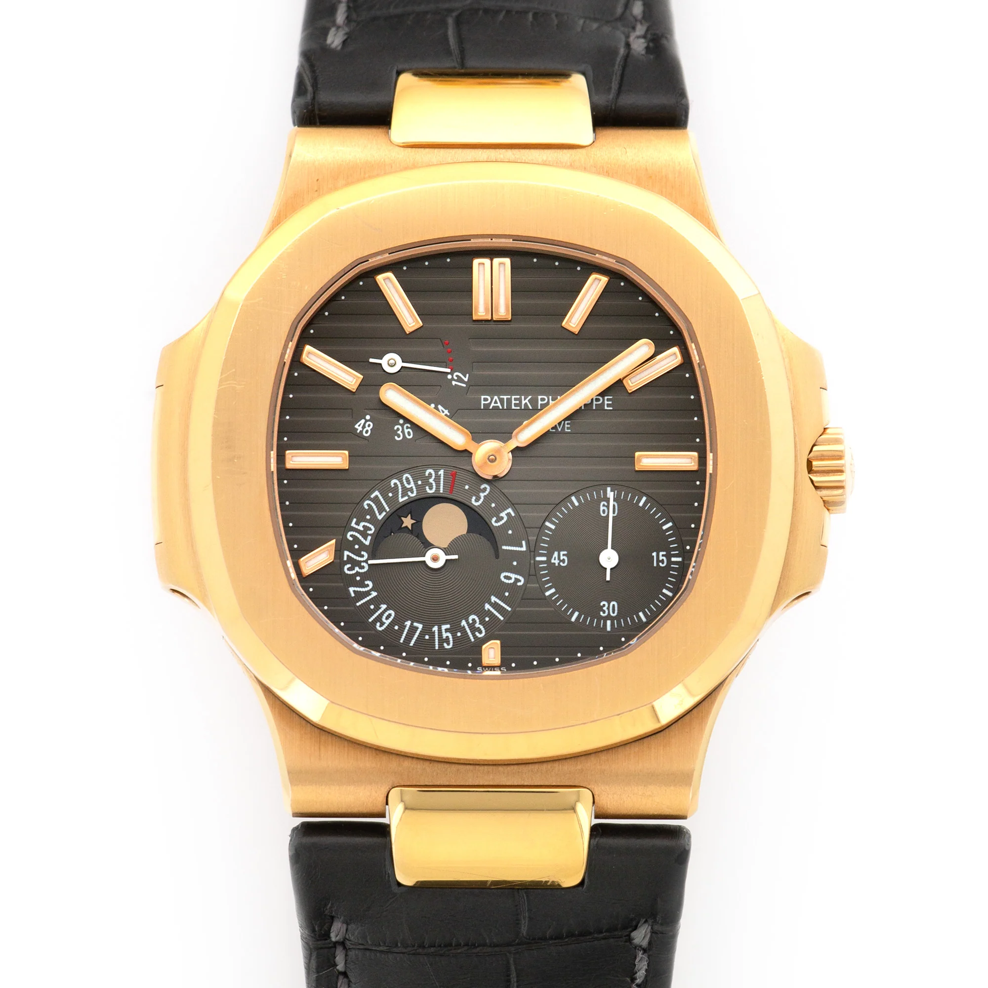 Patek Philippe Rose Gold Nautilus Moonphase Watch Ref. 5712