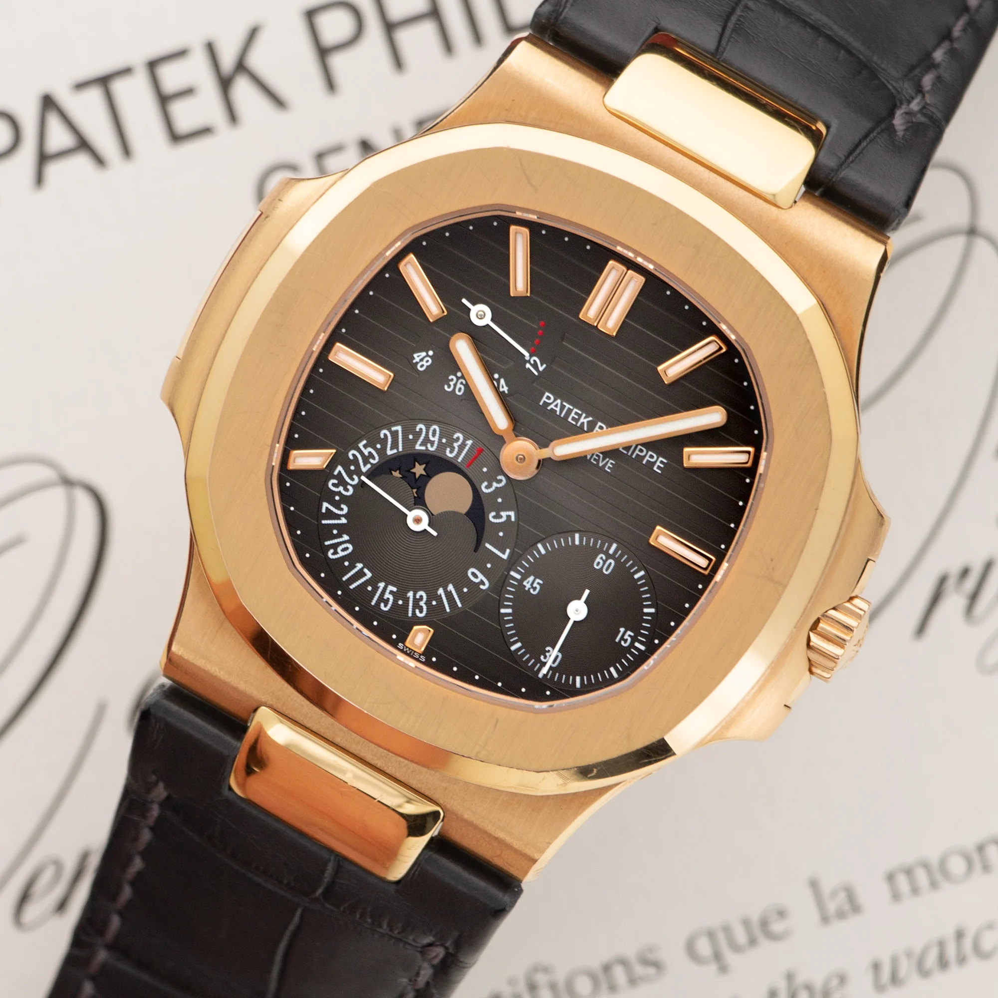 Patek Philippe Rose Gold Nautilus Moonphase Watch Ref. 5712 - Image 2