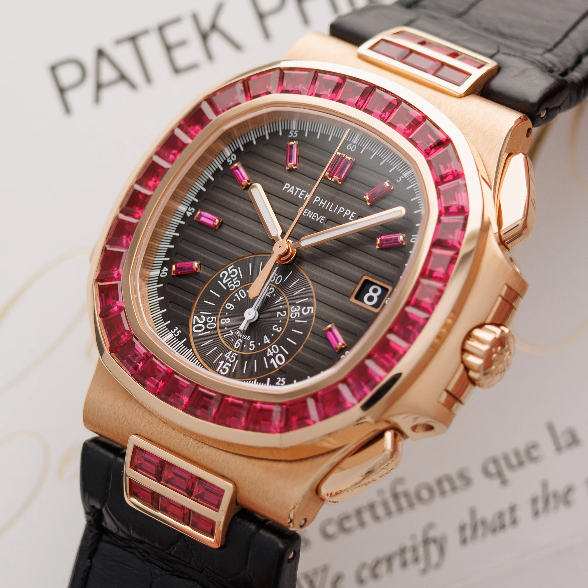 Patek Philippe Rose Gold Nautilus Ruby Watch Ref. 5980 - Image 2