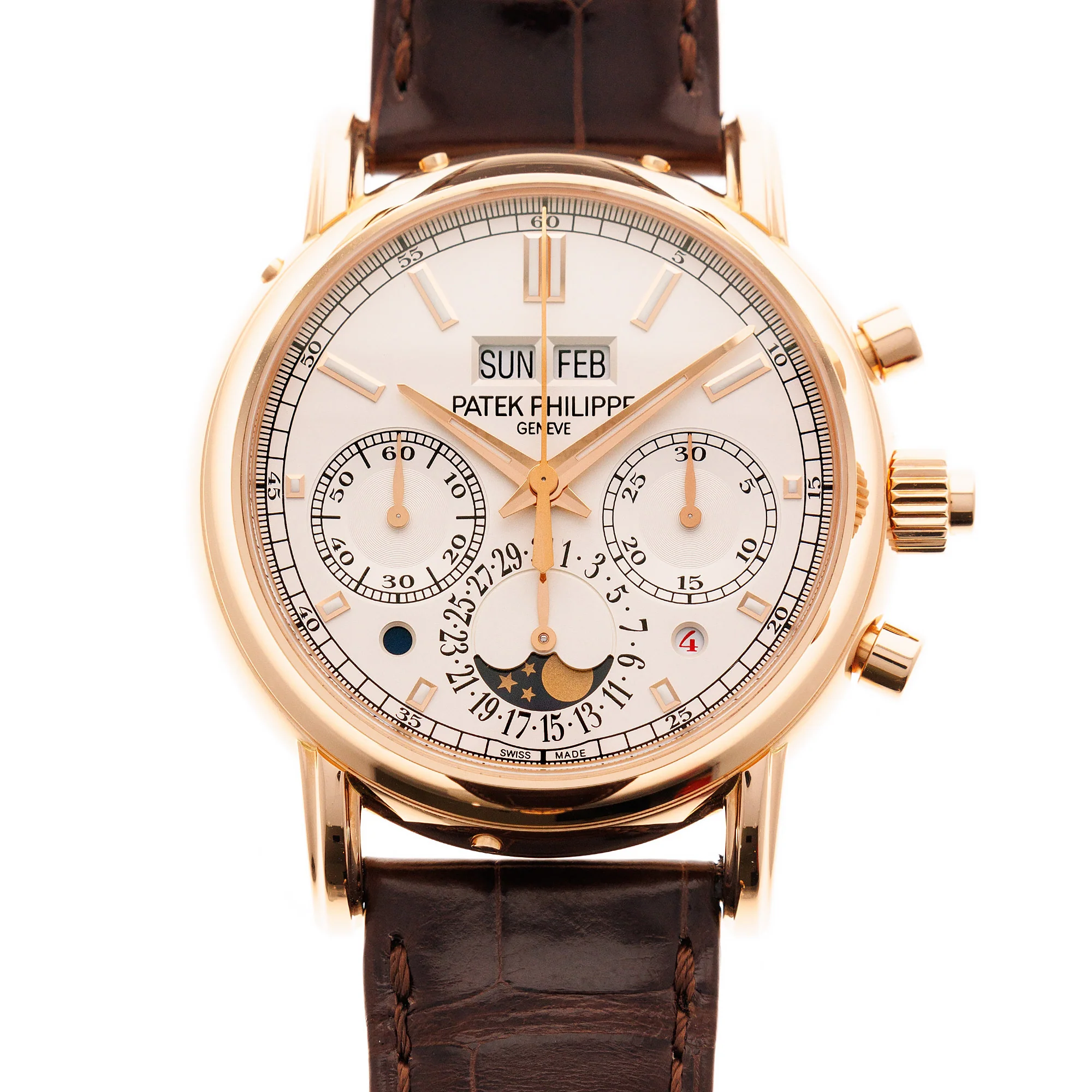 Patek Philippe Rose Gold Perpetual Calendar Split Seconds Chronograph Watch Ref. 5204
