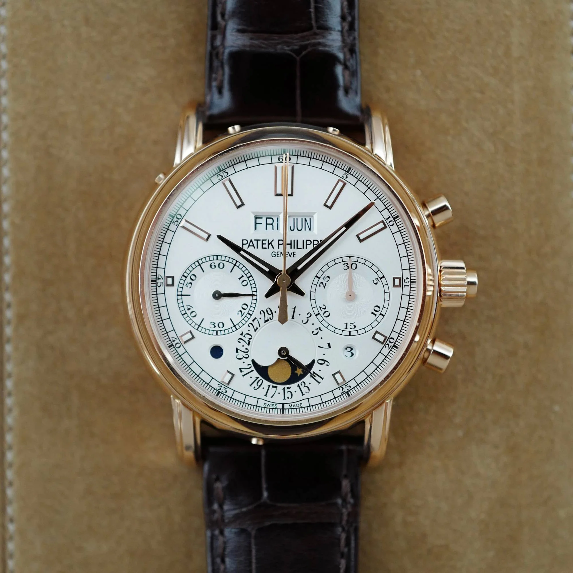 Patek Philippe Rose Gold Perpetual Calendar Split Seconds Chronograph Watch Ref. 5204 - Image 3