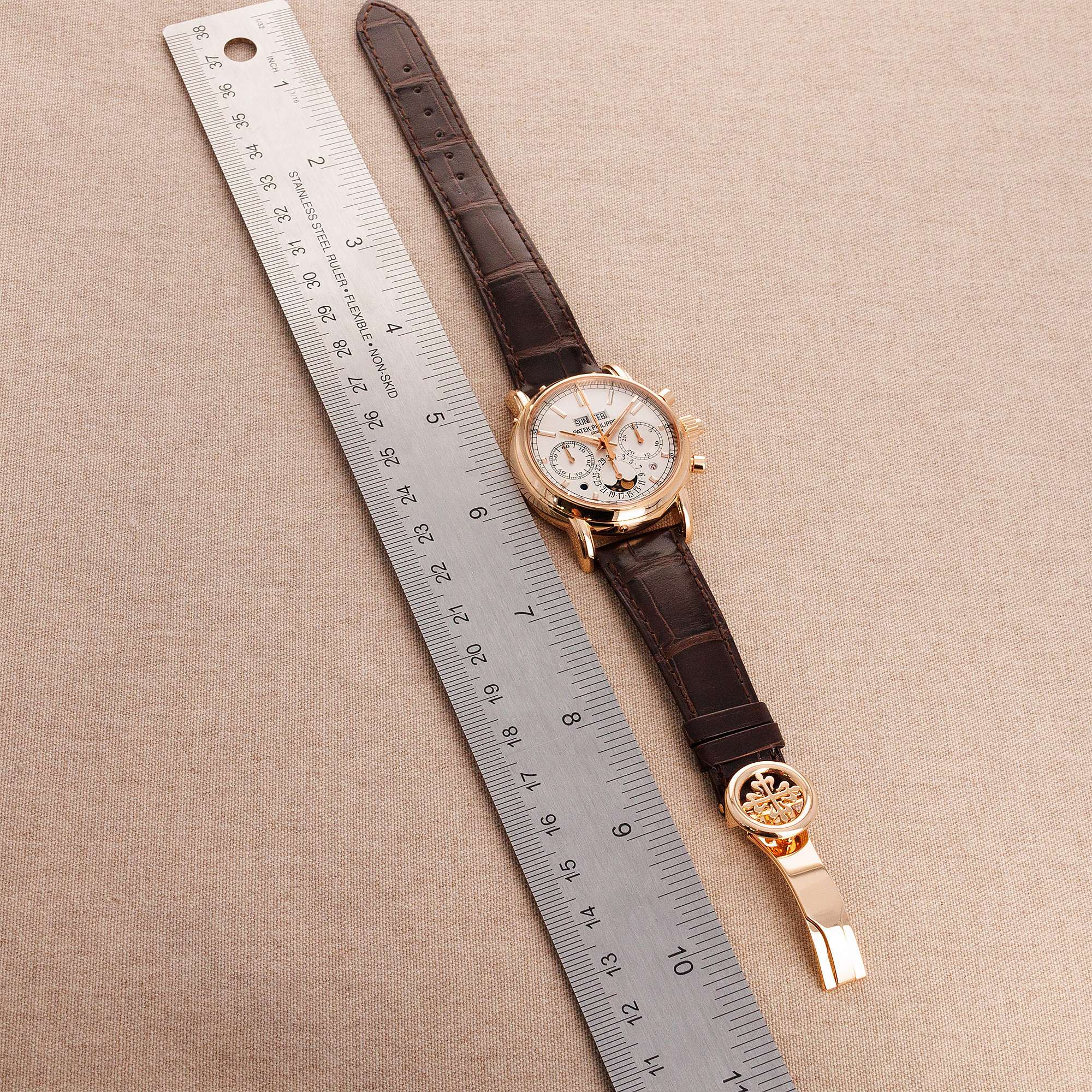 Patek Philippe Rose Gold Perpetual Calendar Split Seconds Chronograph Watch Ref. 5204 - Image 7