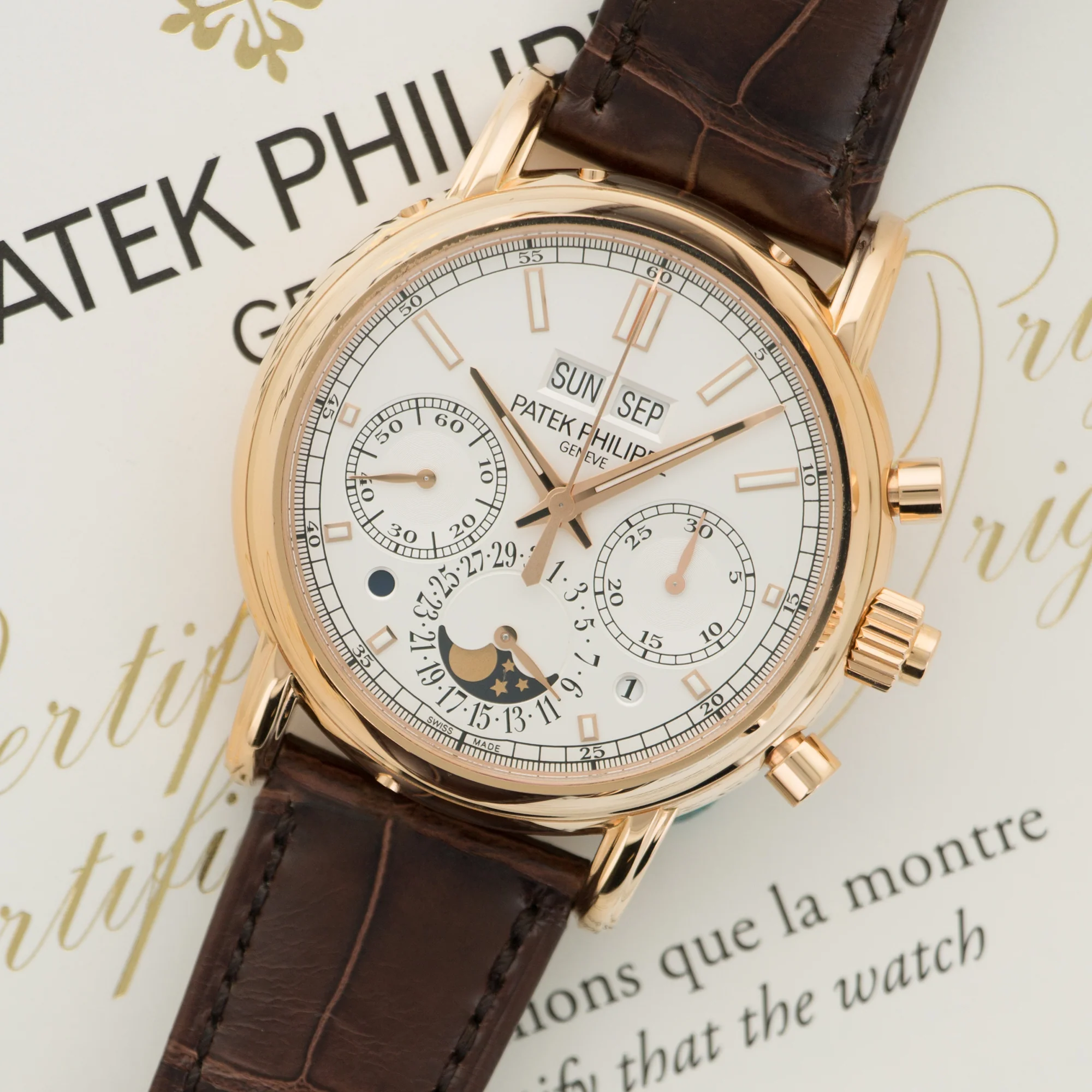 Patek Philippe Rose Gold Perpetual Chronograph Split Seconds Watch Ref. 5204 - Image 2